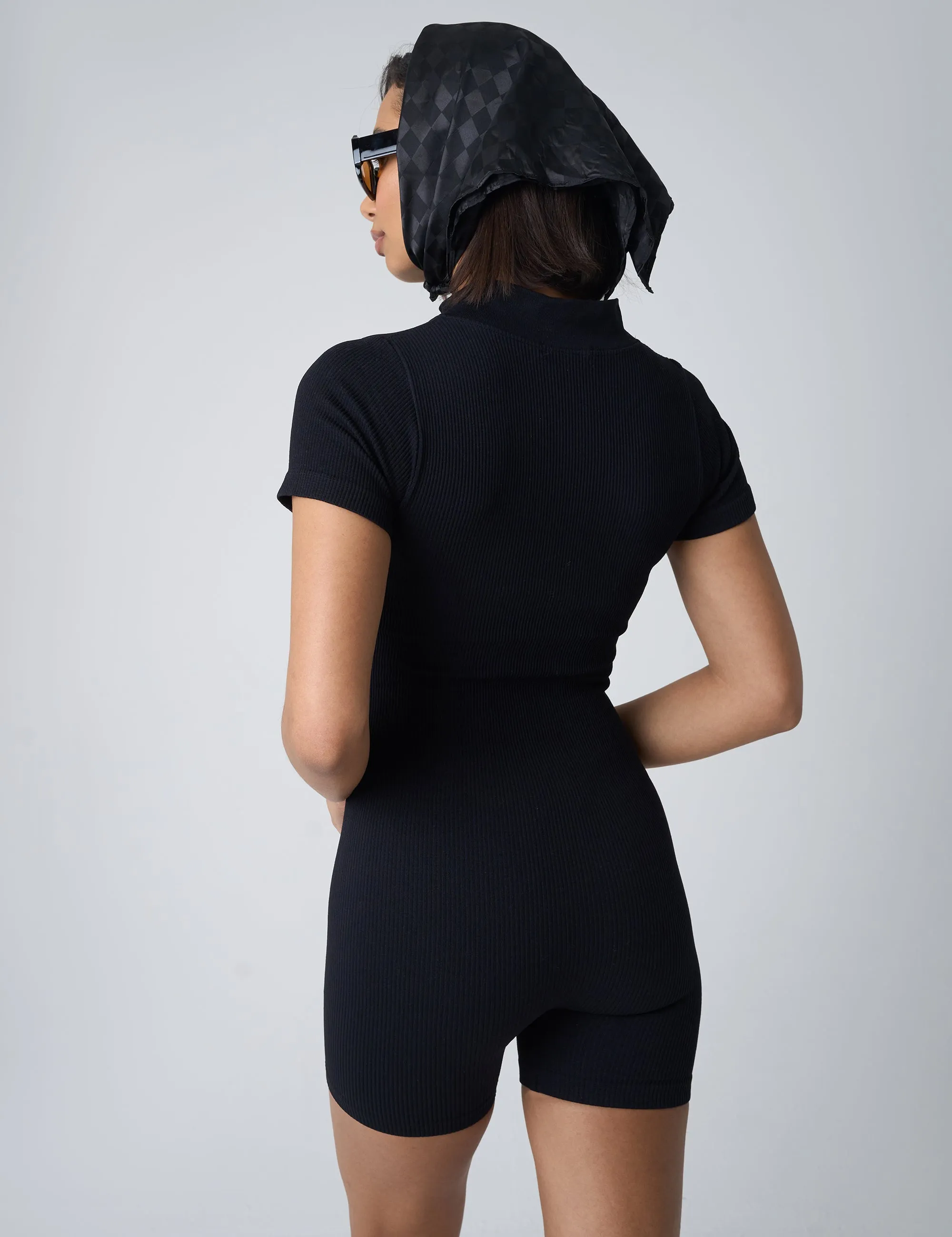 Ribbed Zip Up Unitard Black sold by Public Desire product image thumbnail 2