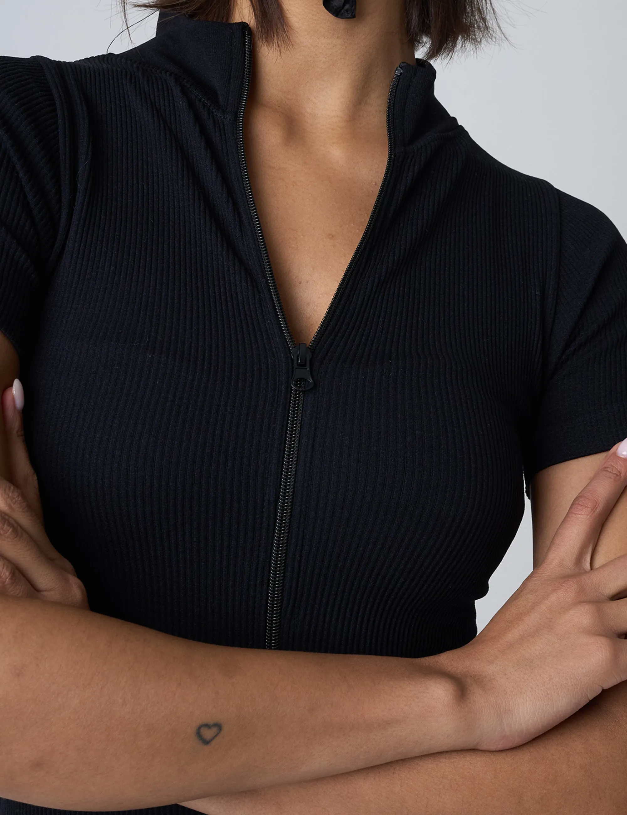 Ribbed Zip Up Unitard Black sold by Public Desire product image thumbnail 4