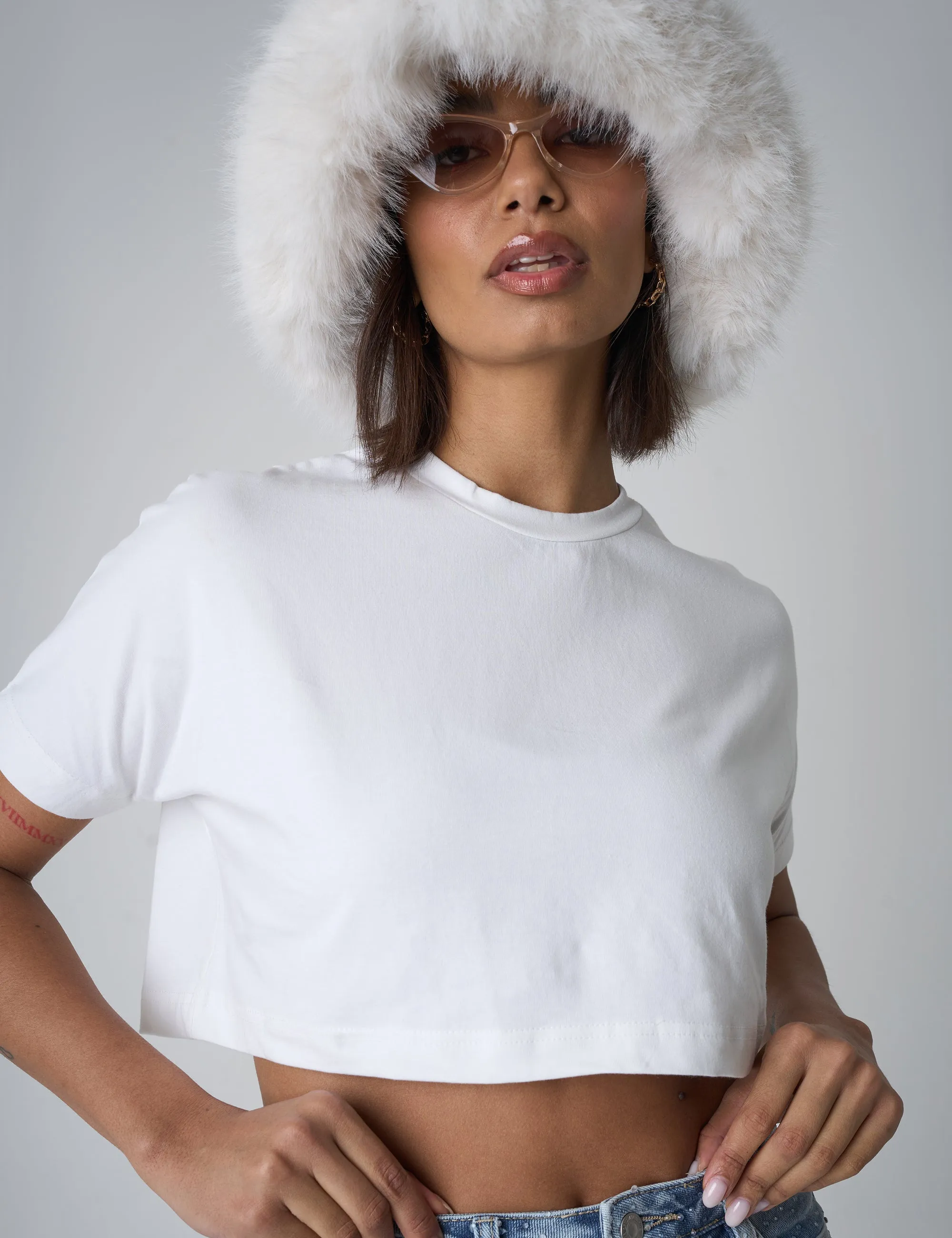 Boxy Fit Cropped T-Shirt White sold by Public Desire product image thumbnail 4