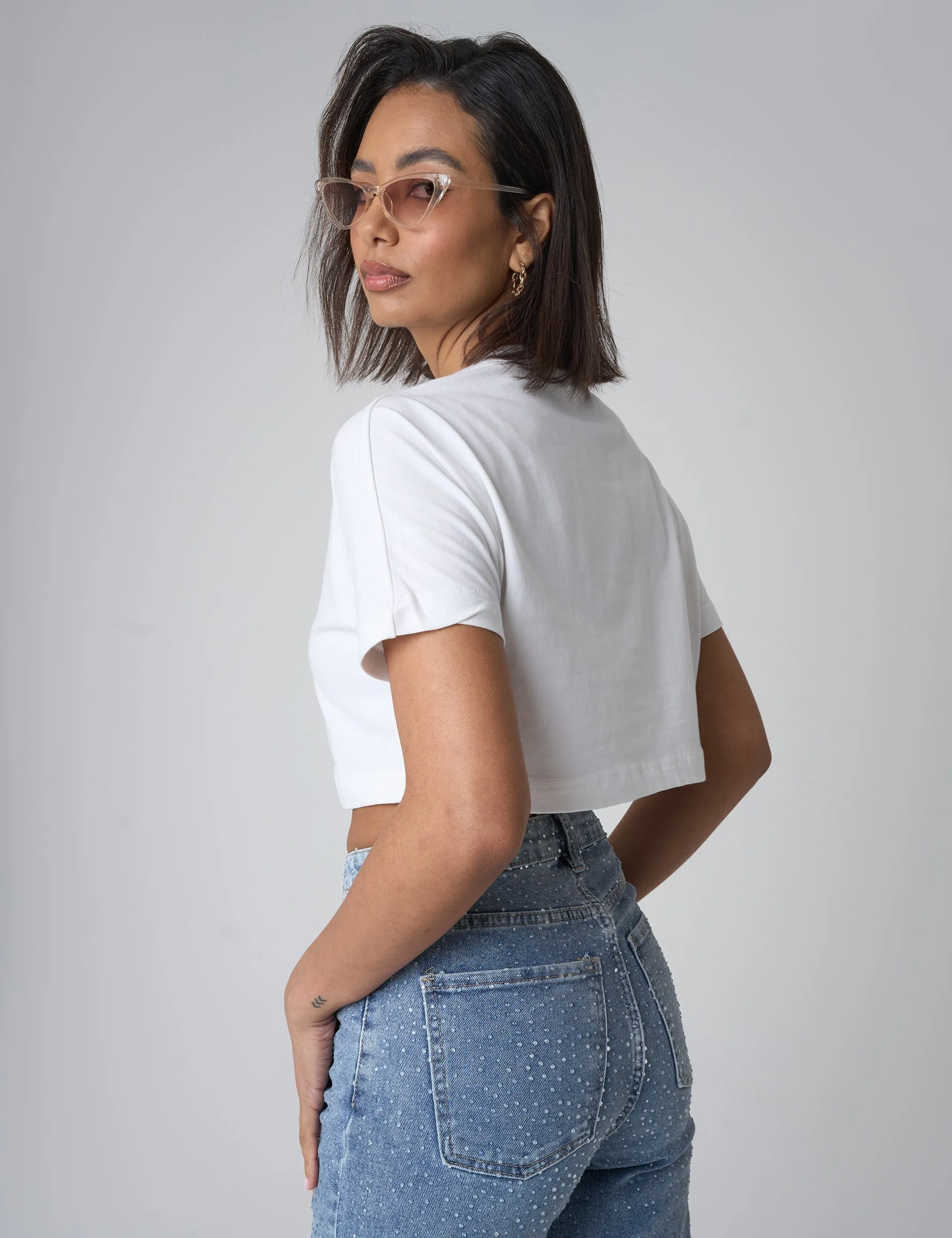 Boxy Fit Cropped T-Shirt White sold by Public Desire product image thumbnail 2