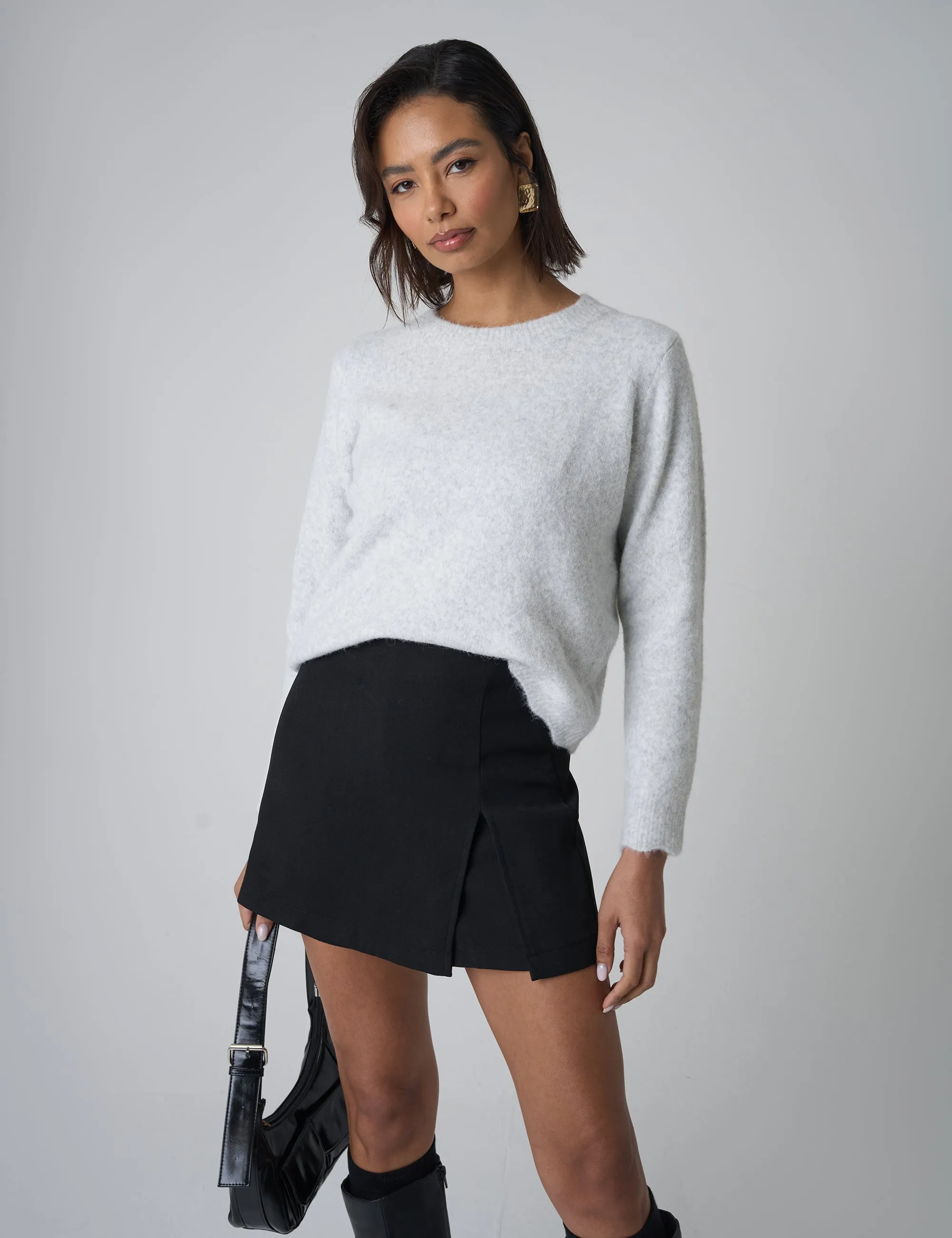 Gold Button Detail Knit Cardigan Grey sold by Public Desire product image thumbnail 4