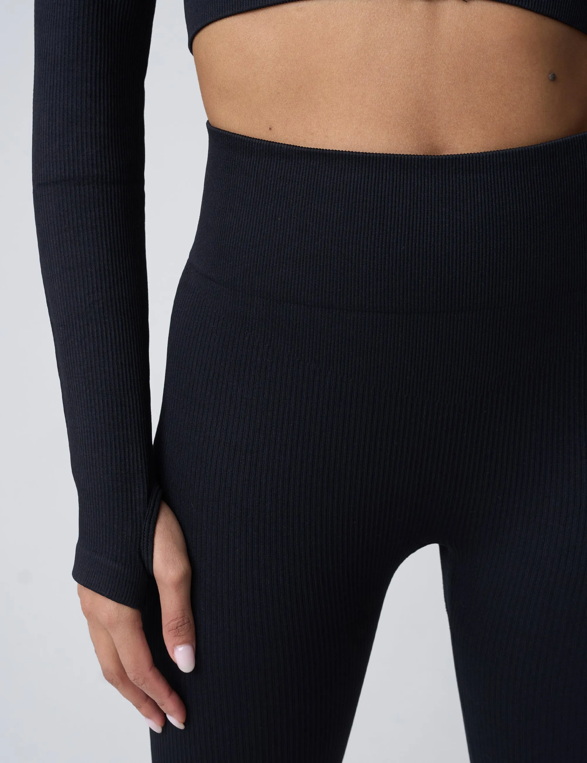 Ribbed High Waisted Bum Lift Leggings Black sold by Public Desire product image thumbnail 4