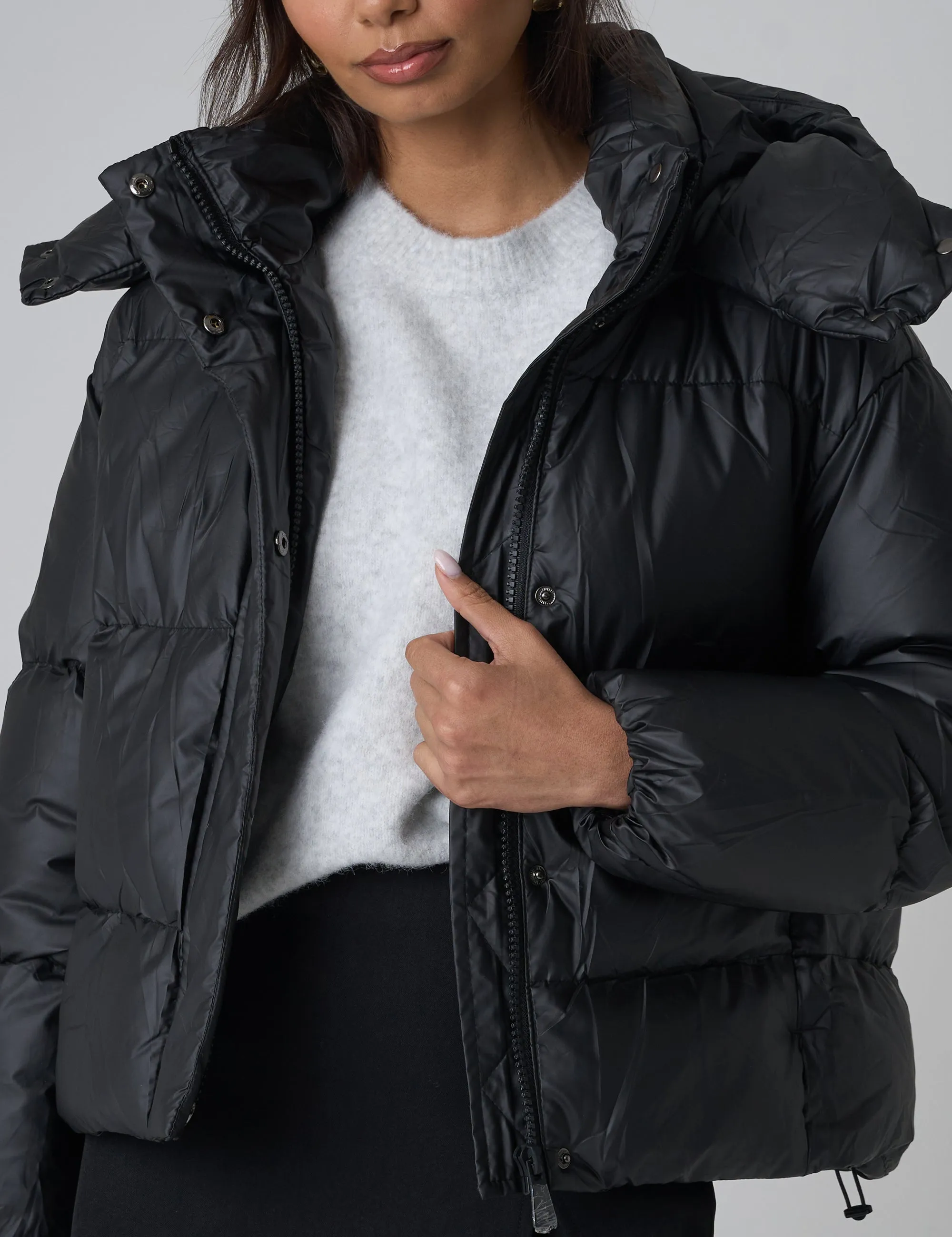 Hooded Puffer Coat Black sold by Public Desire product image thumbnail 4