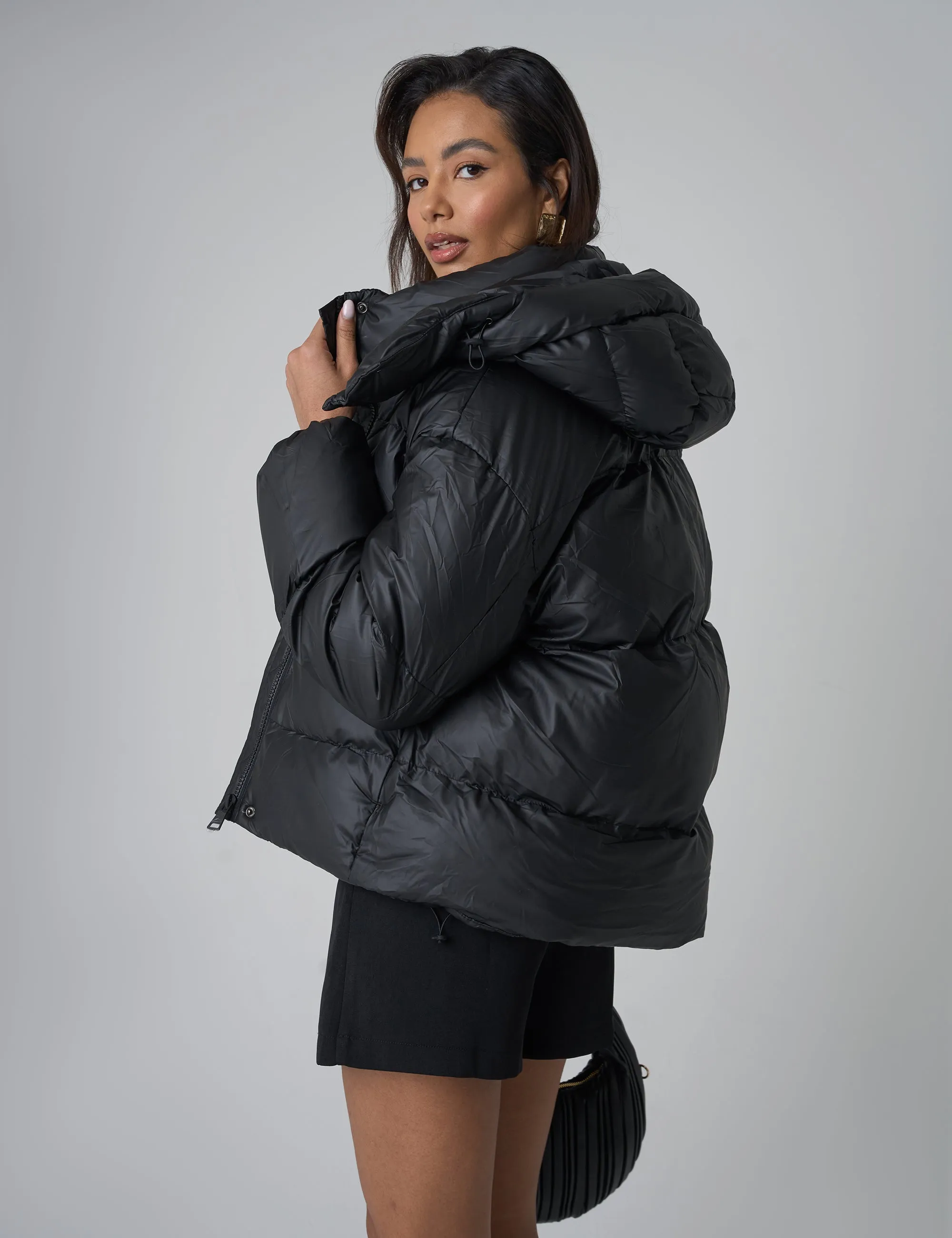 Hooded Puffer Coat Black sold by Public Desire product image thumbnail 2