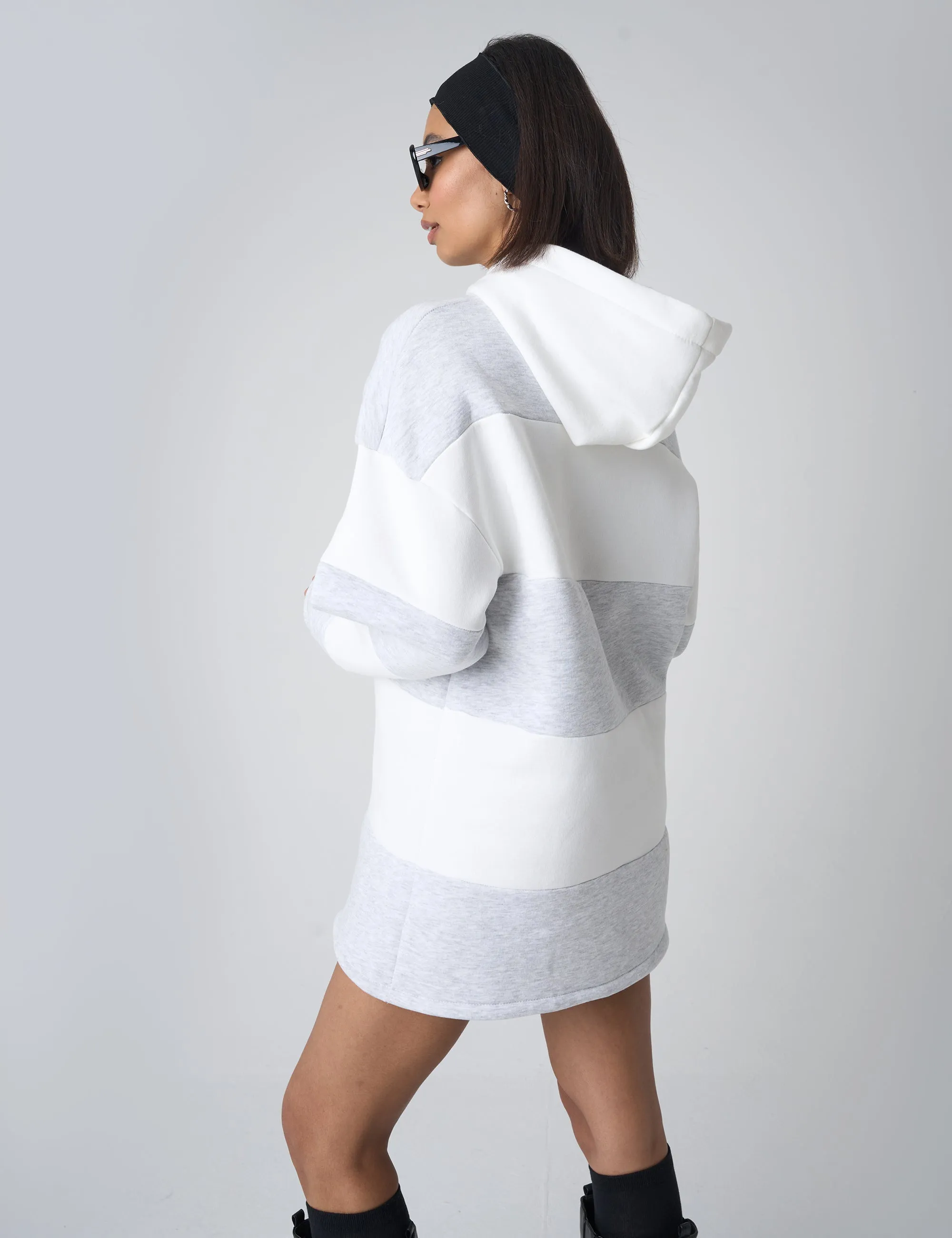 Oversized Striped Hoodie Grey & White sold by Public Desire product image thumbnail 2