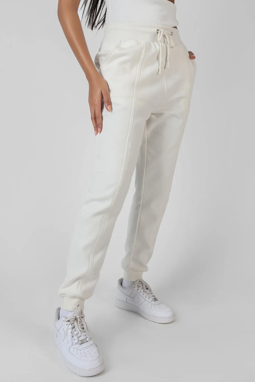 Oversized Fit Seam Front 90S Joggers Ecru sold by Public Desire product image thumbnail 4