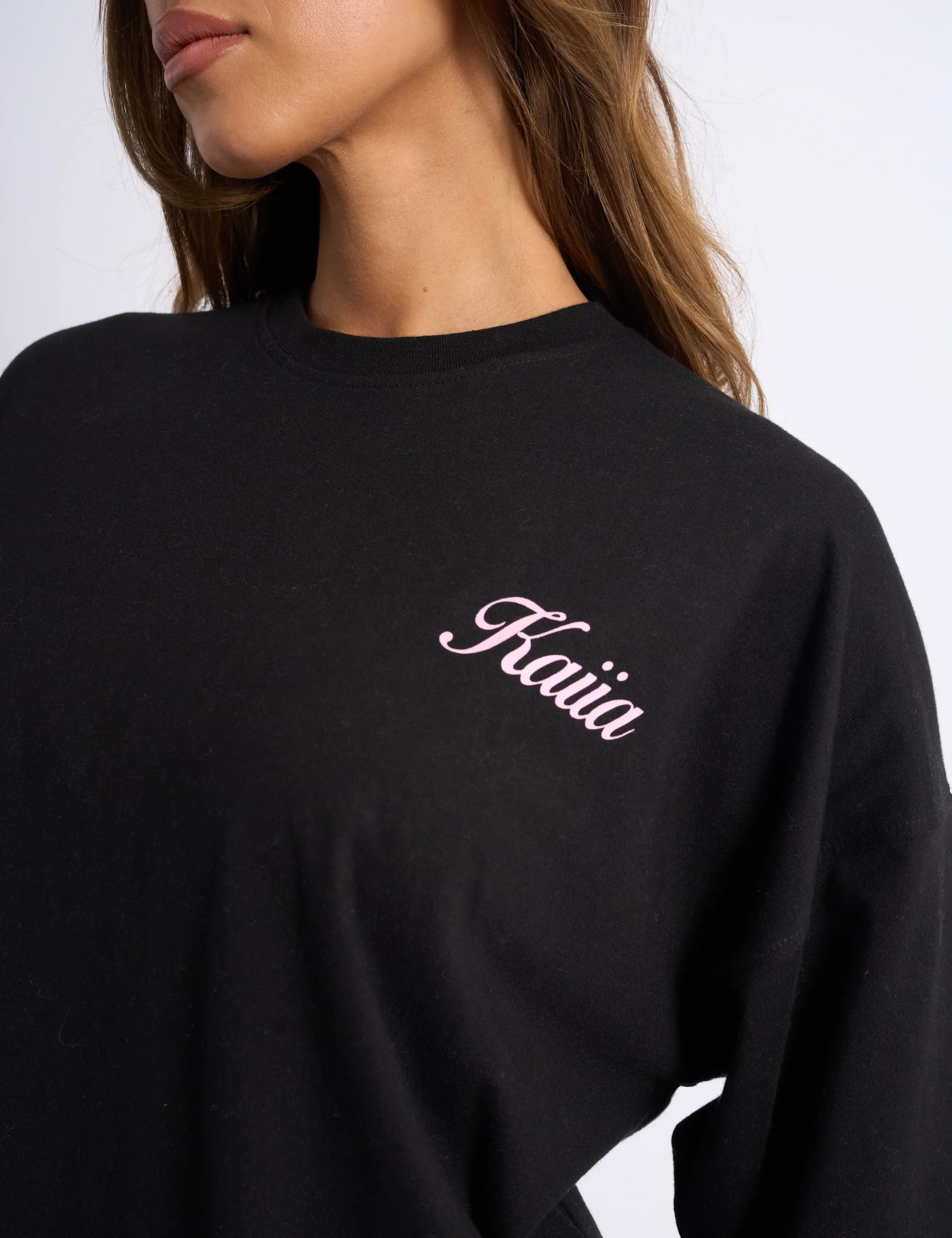 Kaiia Angel Graphic Oversized T-Shirt Black & Pink sold by Public Desire product image thumbnail 4