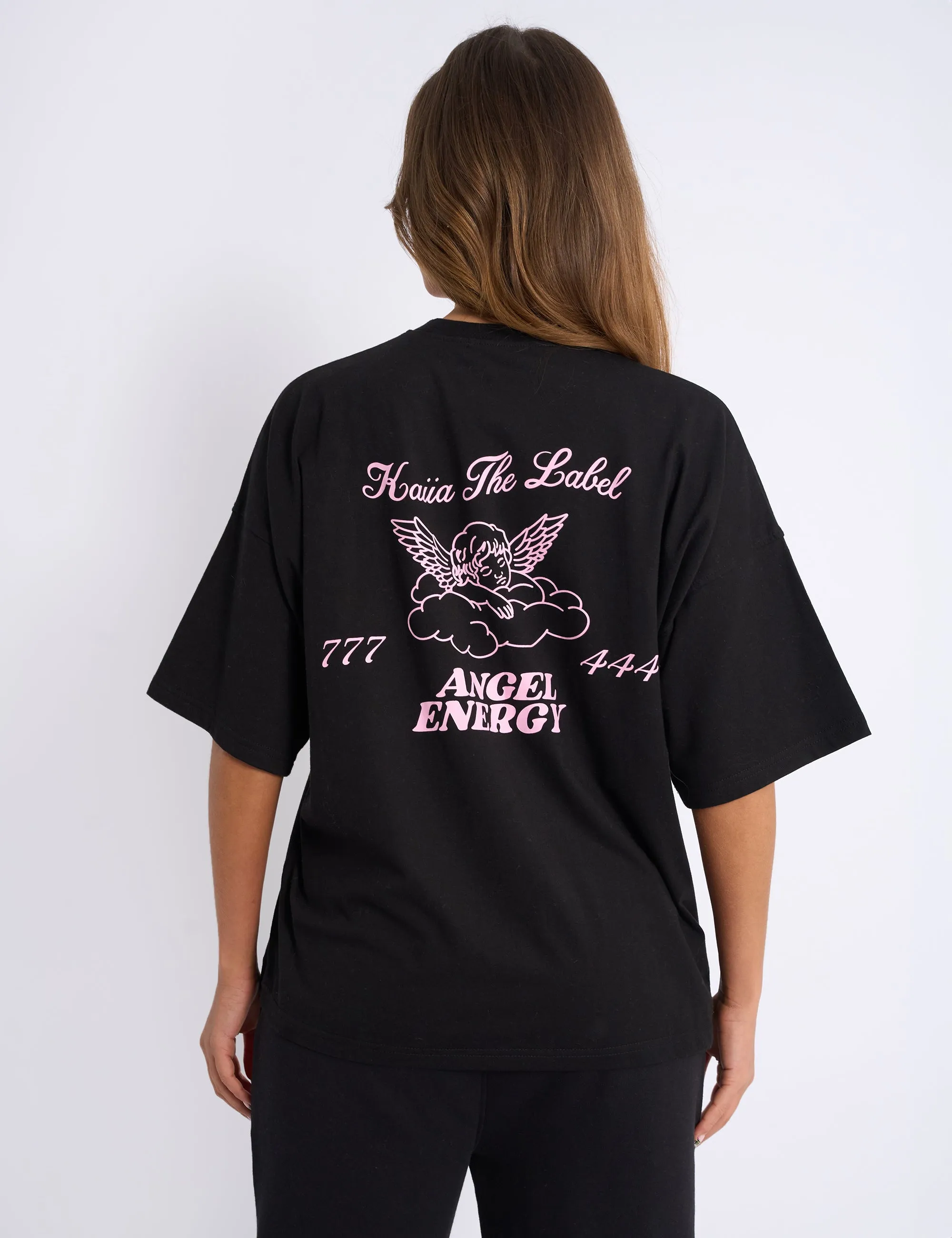 Kaiia Angel Graphic Oversized T-Shirt Black & Pink sold by Public Desire product image thumbnail 2