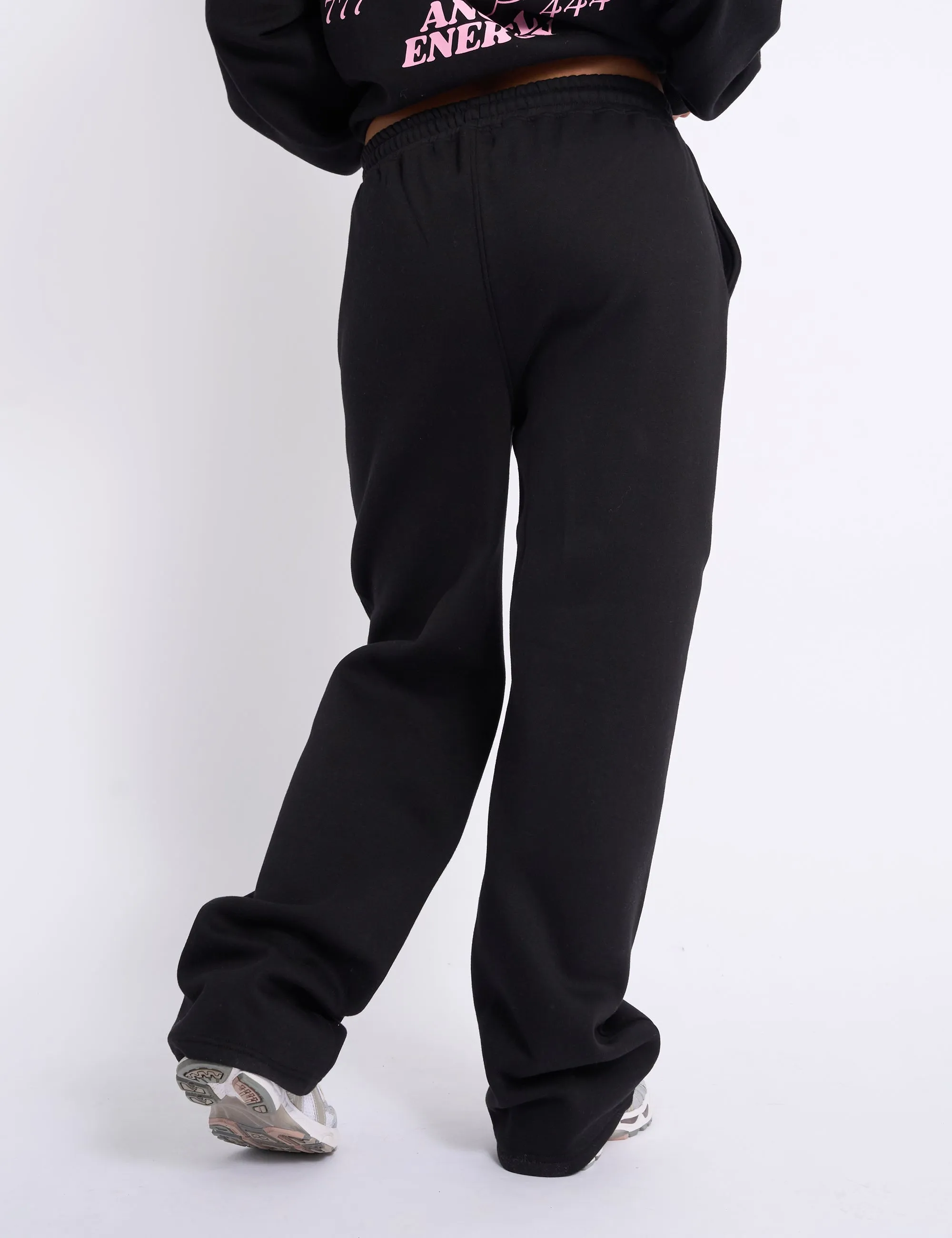 Kaiia Script Logo Wide Leg Joggers Black & Pink sold by Public Desire product image thumbnail 2