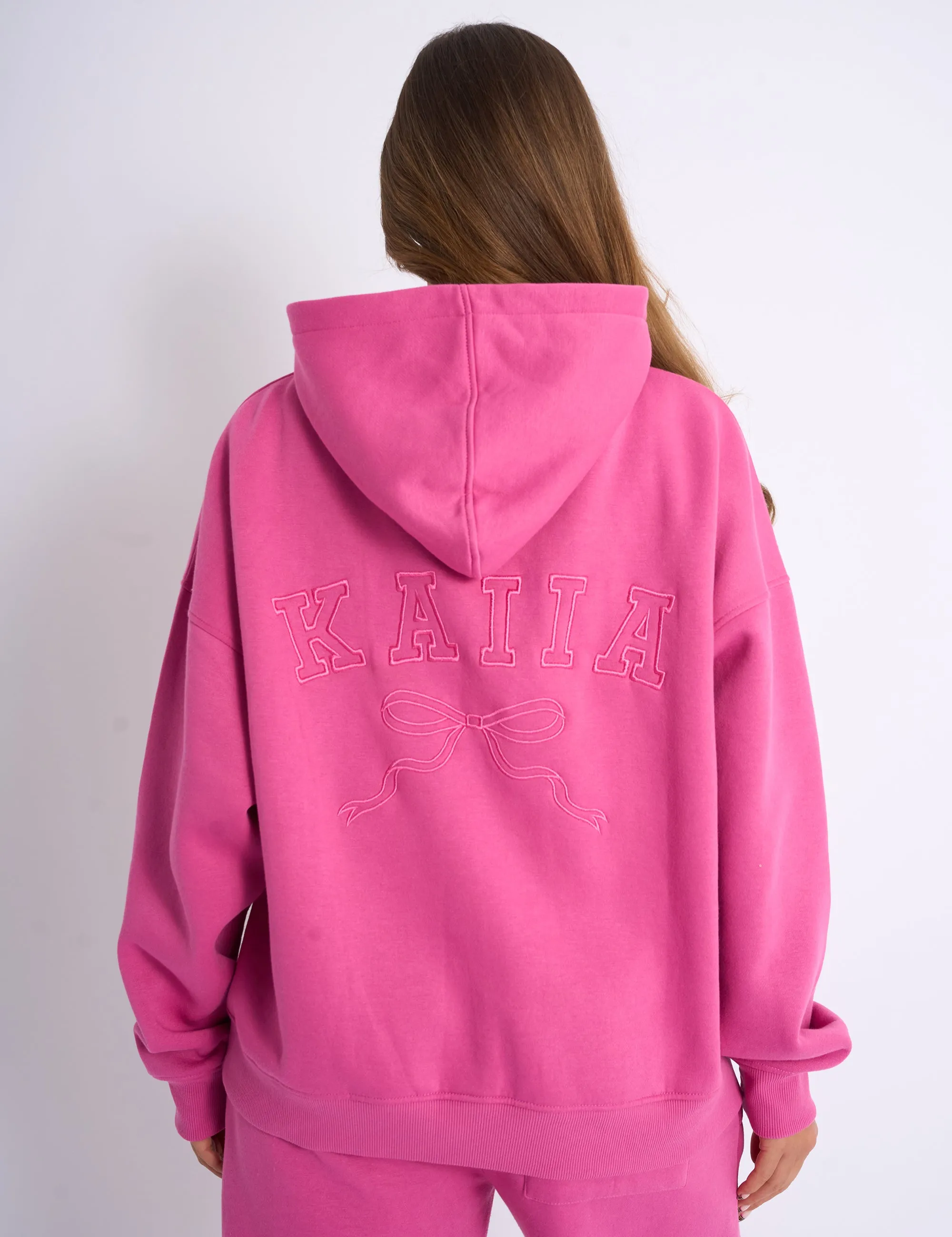 Kaiia Bow Embroidered Oversized Hoodie Bubblegum sold by Public Desire