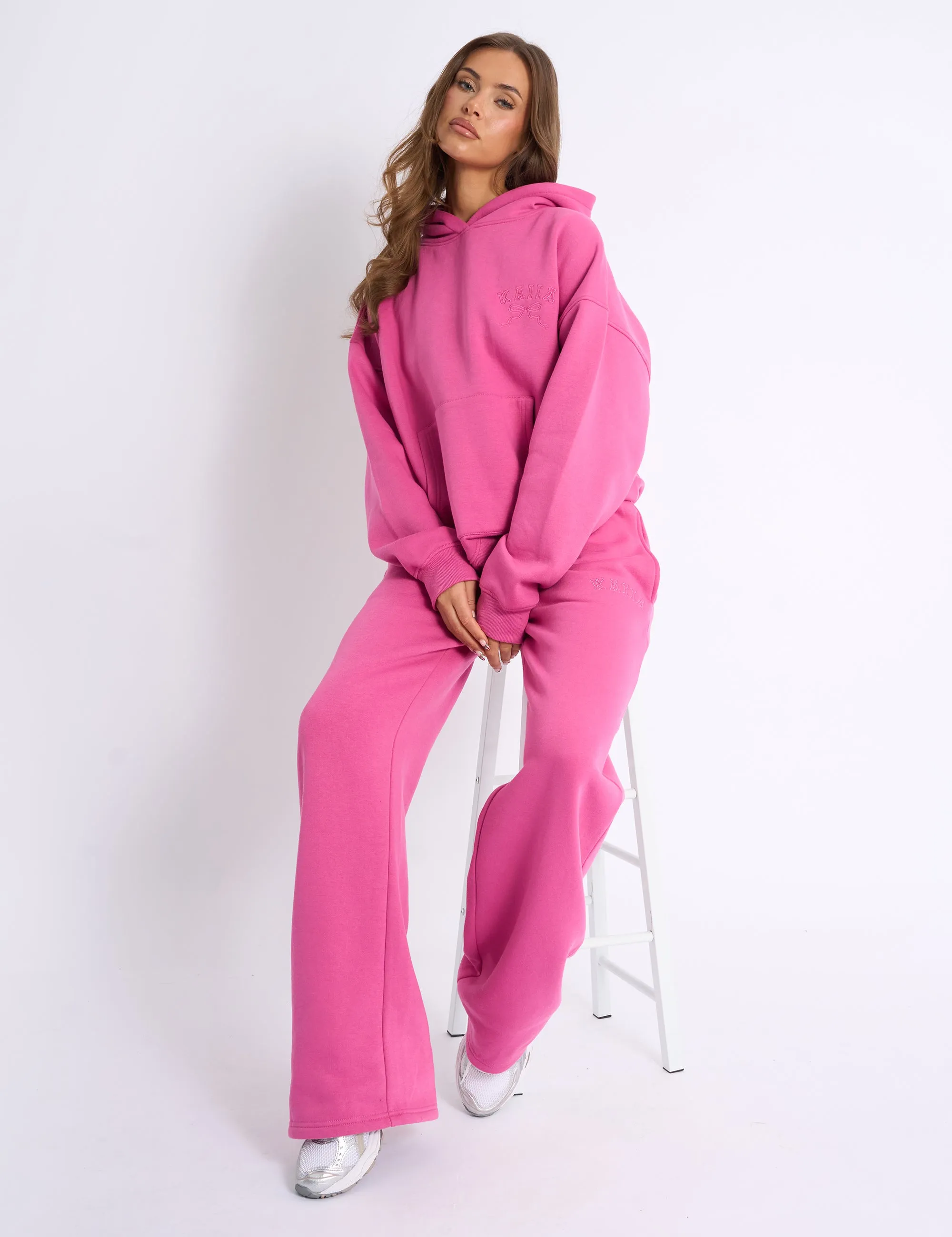 Kaiia Bow Embroidered Oversized Hoodie Bubblegum sold by Public Desire product image thumbnail 3