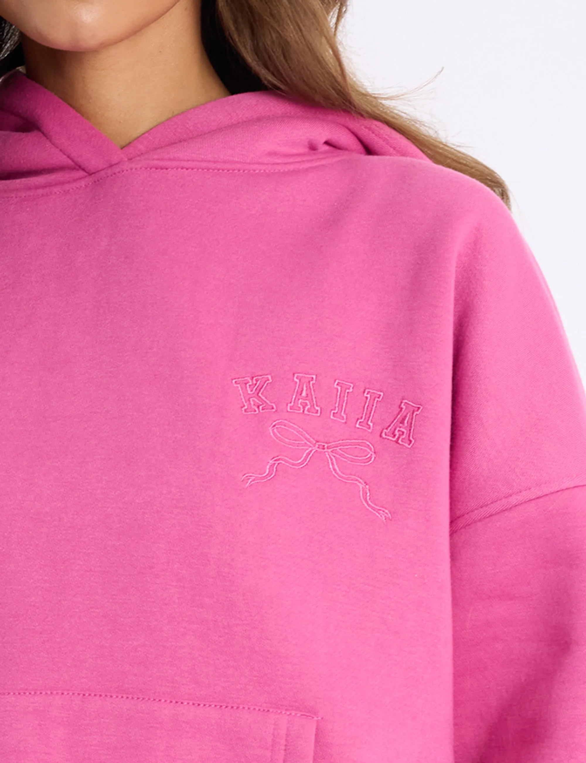 Kaiia Bow Embroidered Oversized Hoodie Bubblegum sold by Public Desire product image thumbnail 4