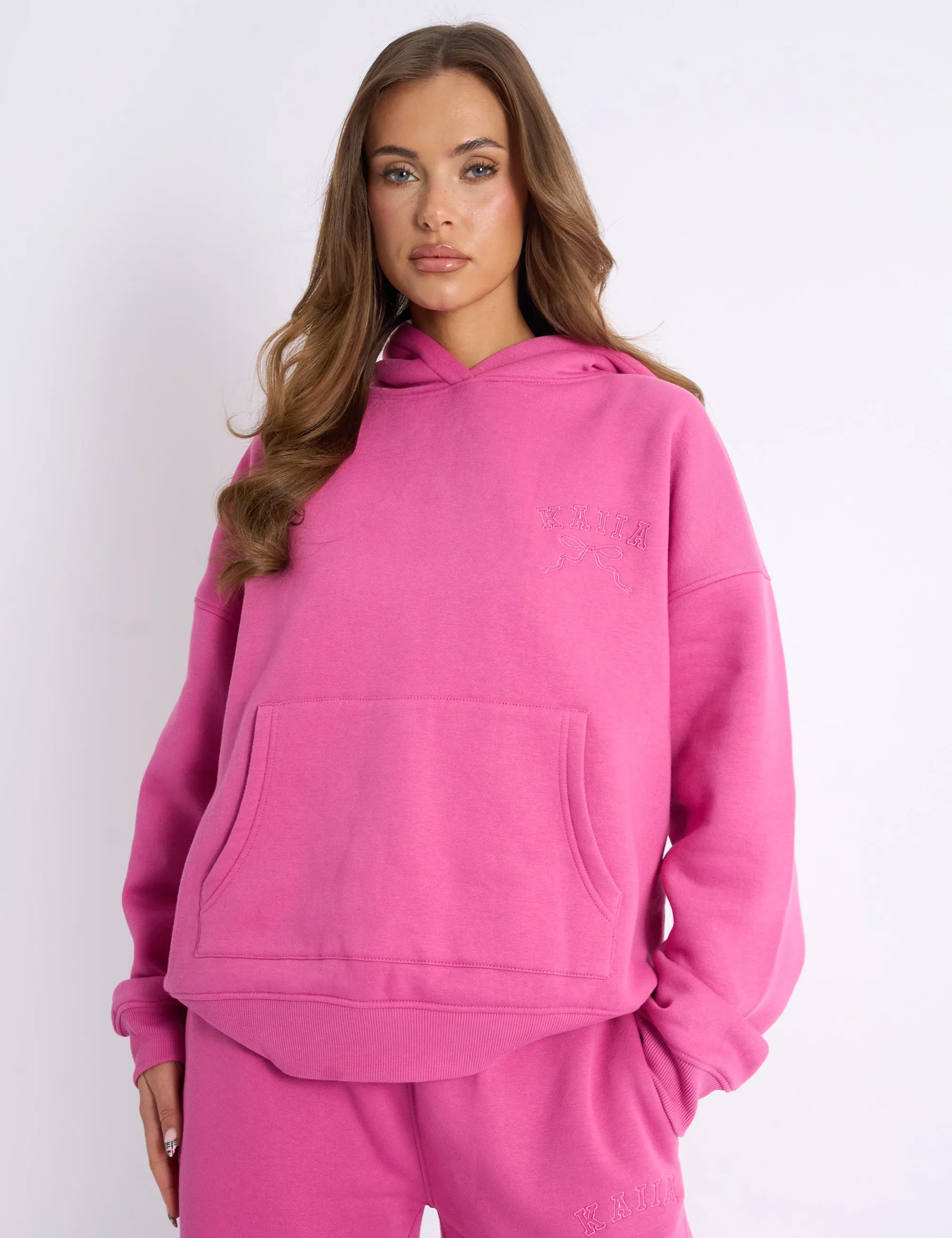 Kaiia Bow Embroidered Oversized Hoodie Bubblegum sold by Public Desire product image thumbnail 2