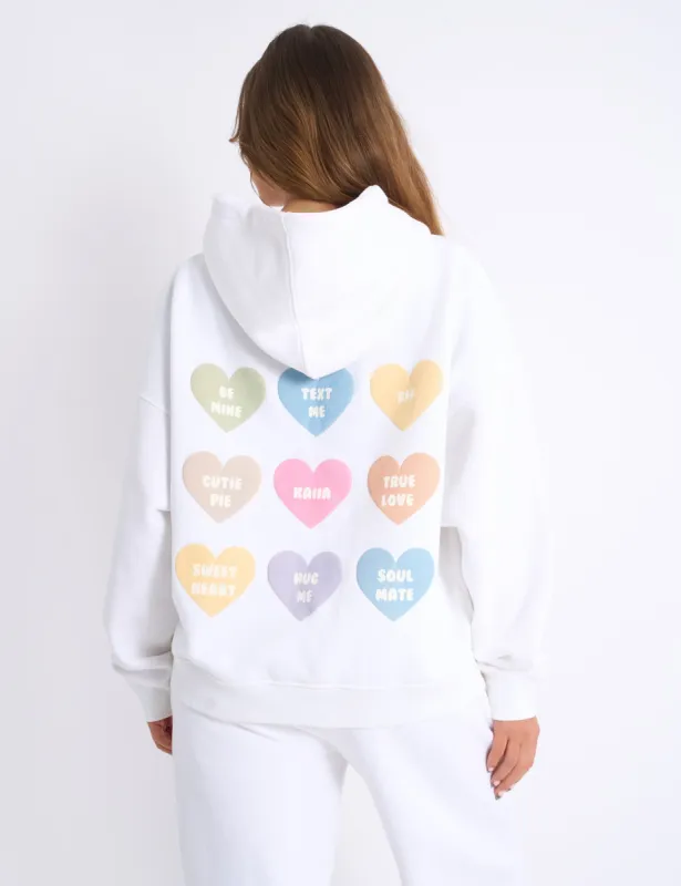 Kaiia Love Heart Graphic Oversized Hoodie White sold by Public Desire