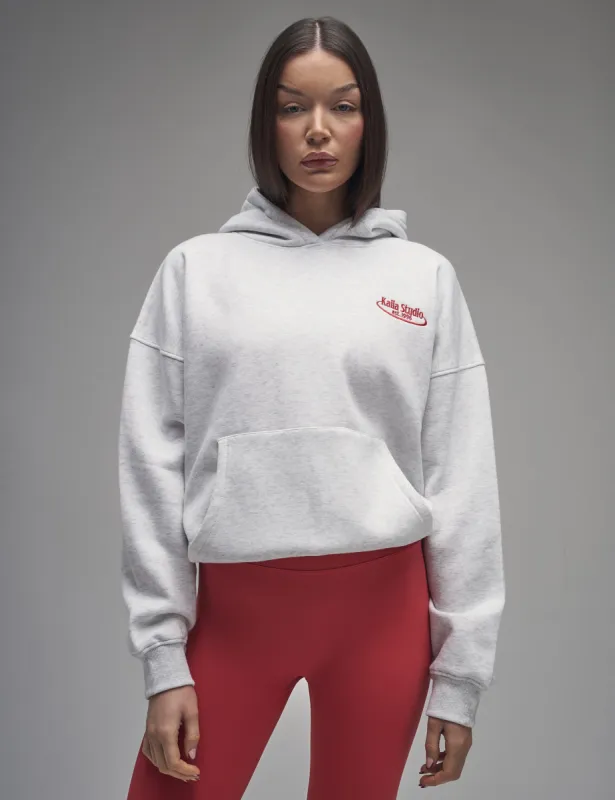 Kaiia Running Club Logo Oversized Hoodie Light Grey Marl & Red sold by Public Desire