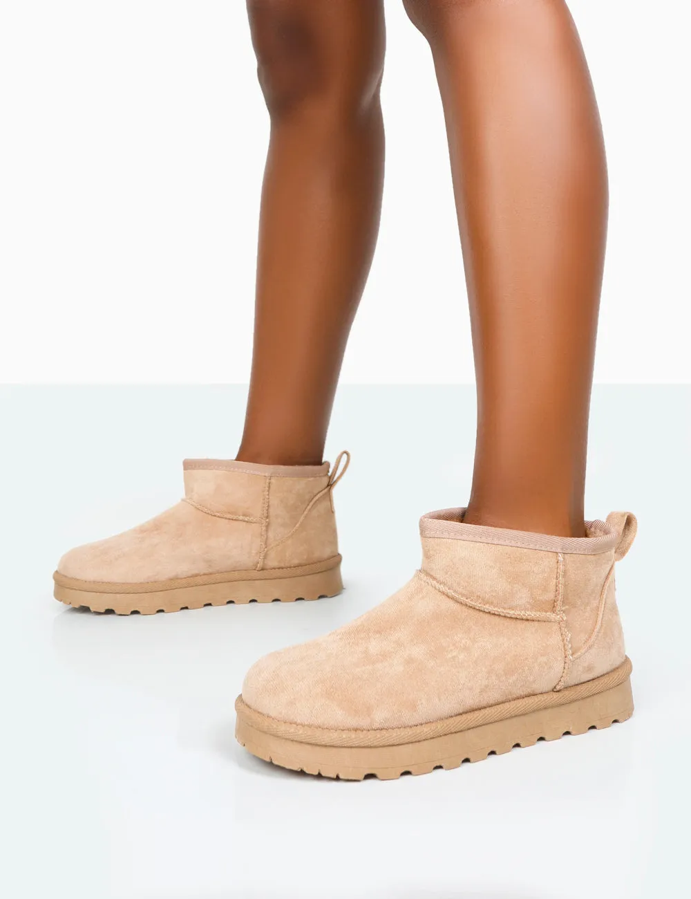 Flurry Beige Faux Suede Ultra Mini Ankle Boots sold by Public Desire product image thumbnail 3