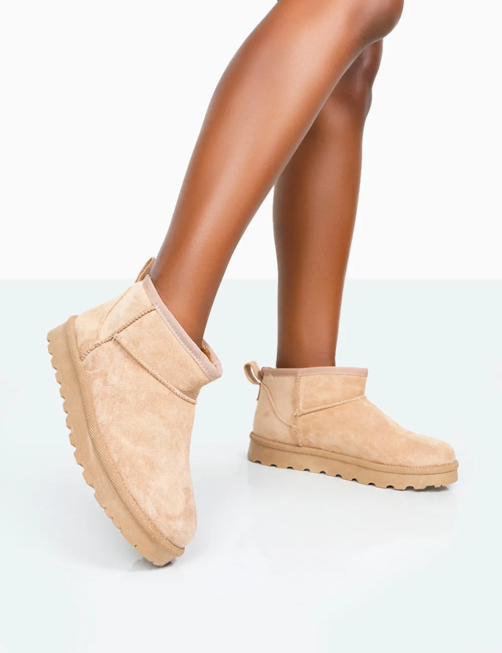 Flurry Beige Faux Suede Ultra Mini Ankle Boots sold by Public Desire product image thumbnail 2