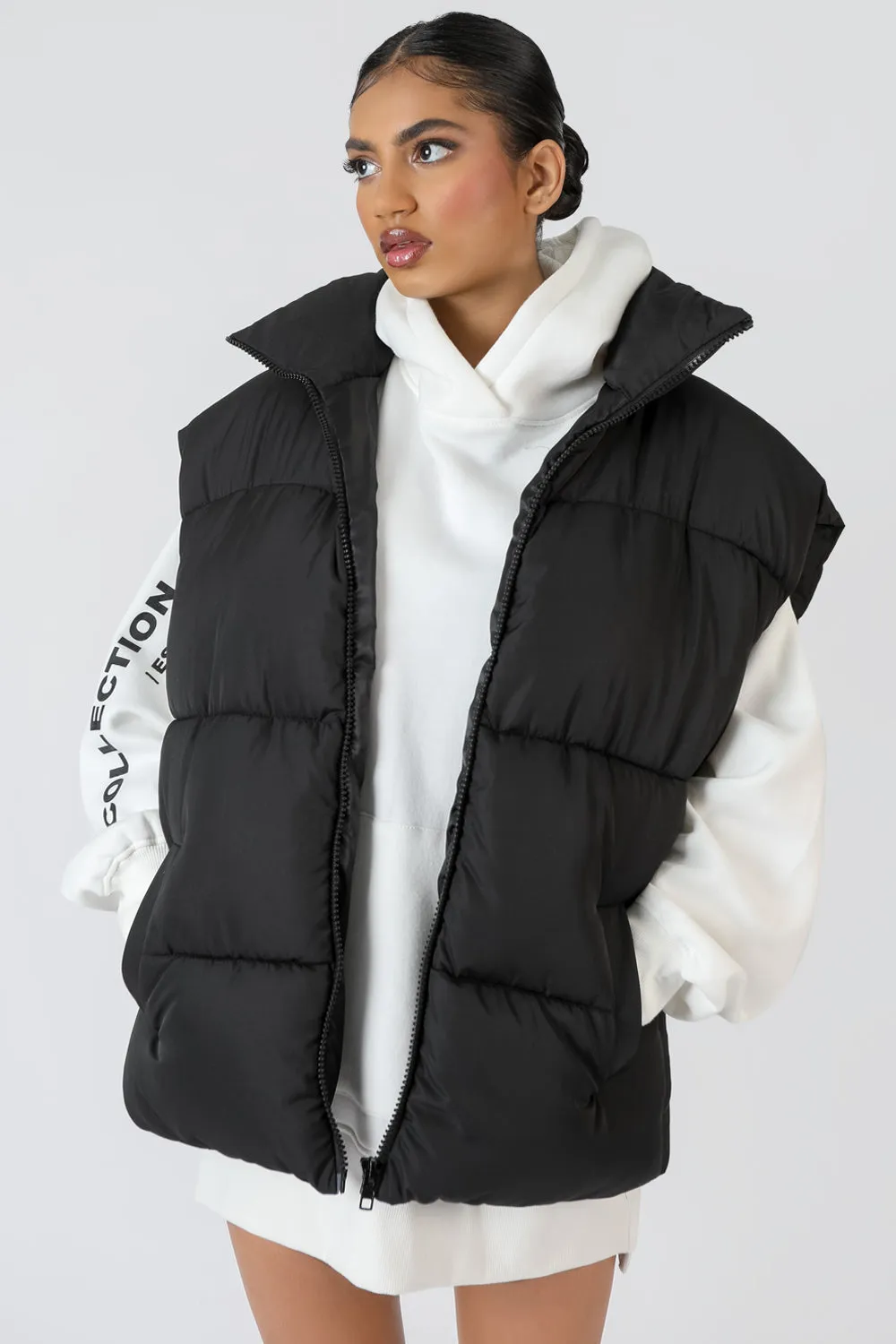 Longline Oversized Gilet Black sold by Public Desire product image thumbnail 4