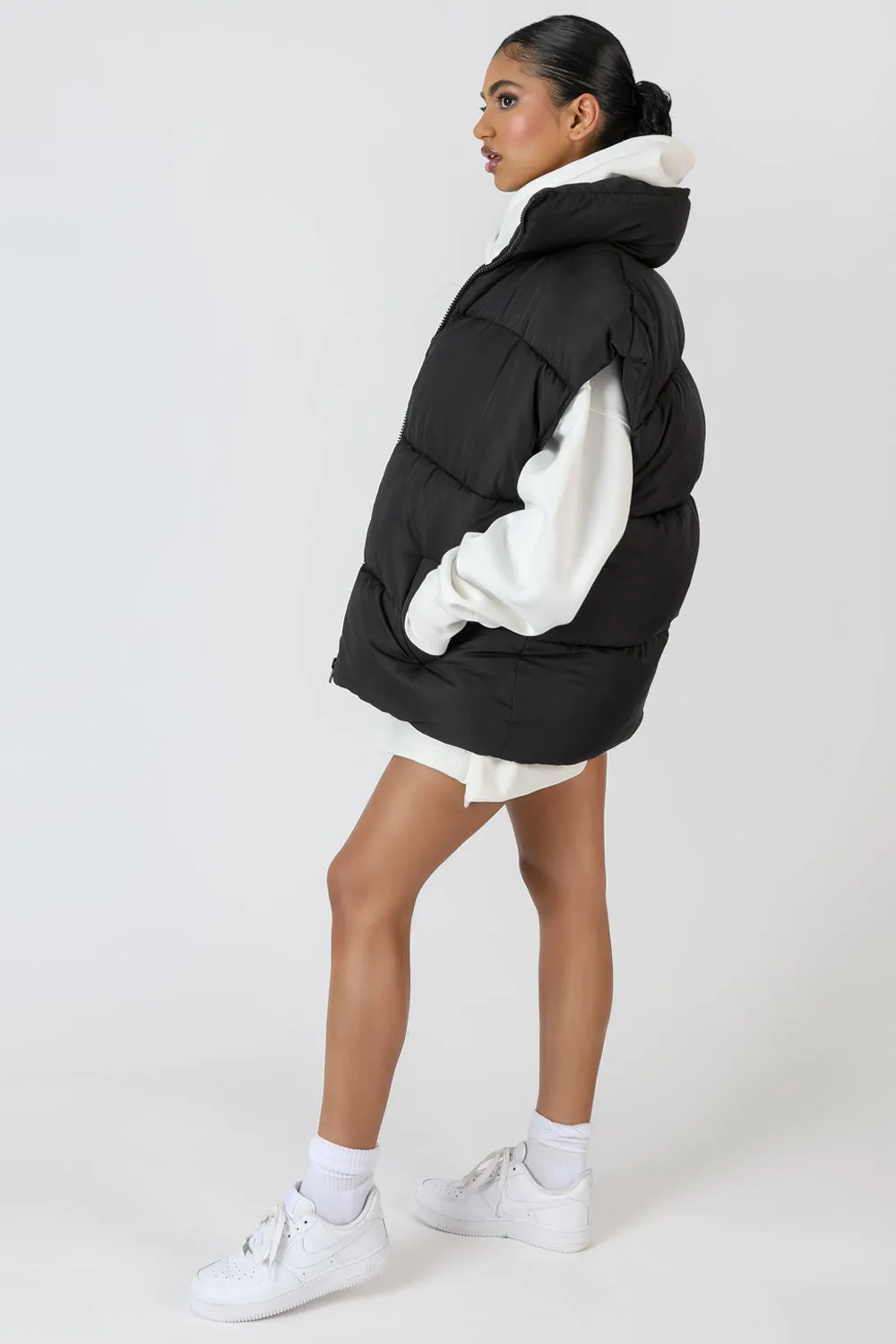 Longline Oversized Gilet Black sold by Public Desire