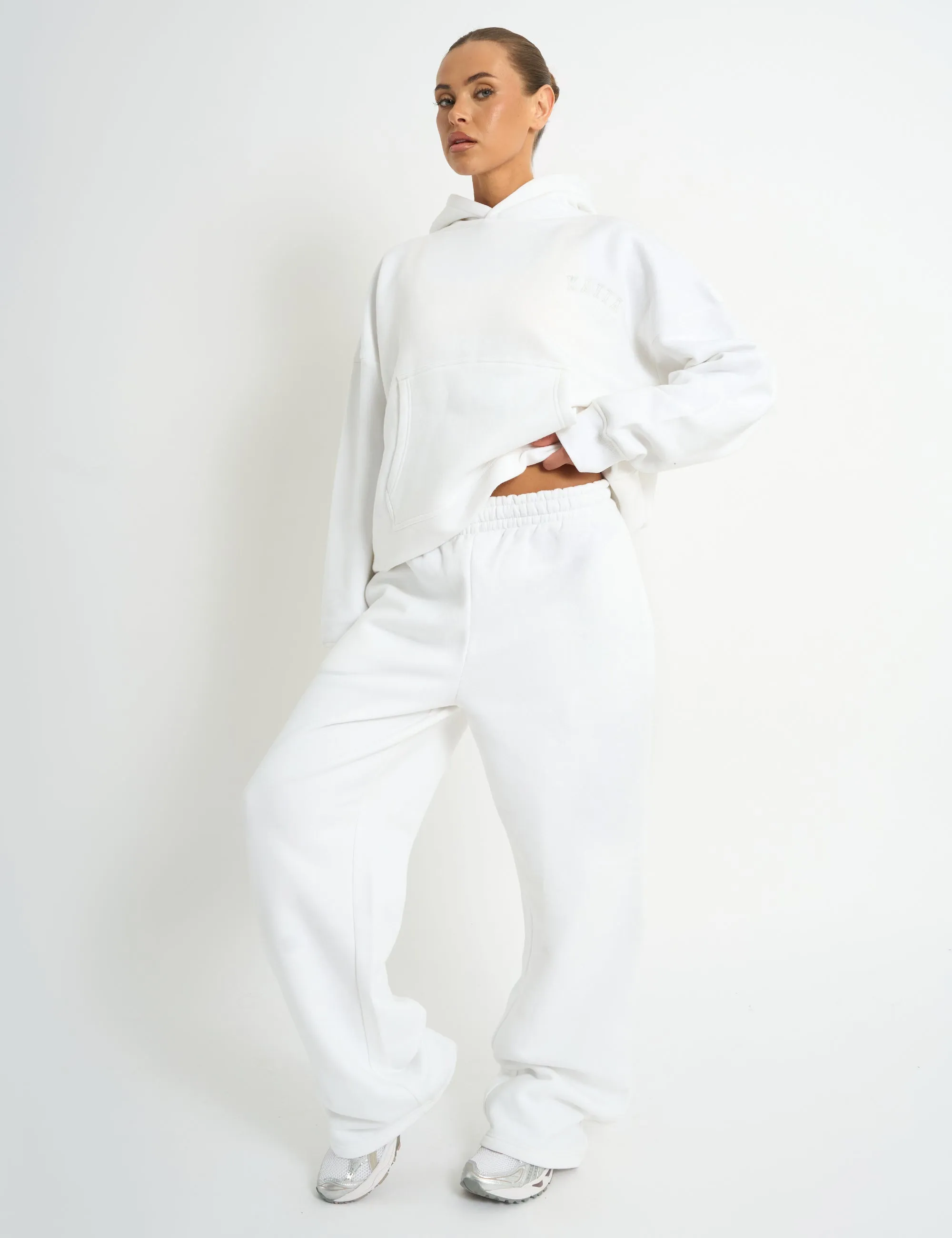 Kaiia Embossed Wide Leg Joggers White sold by Public Desire