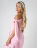 Knot Detail Asymmetric One Shoulder Luxe Slinky Top Soft Pink sold by Public Desire