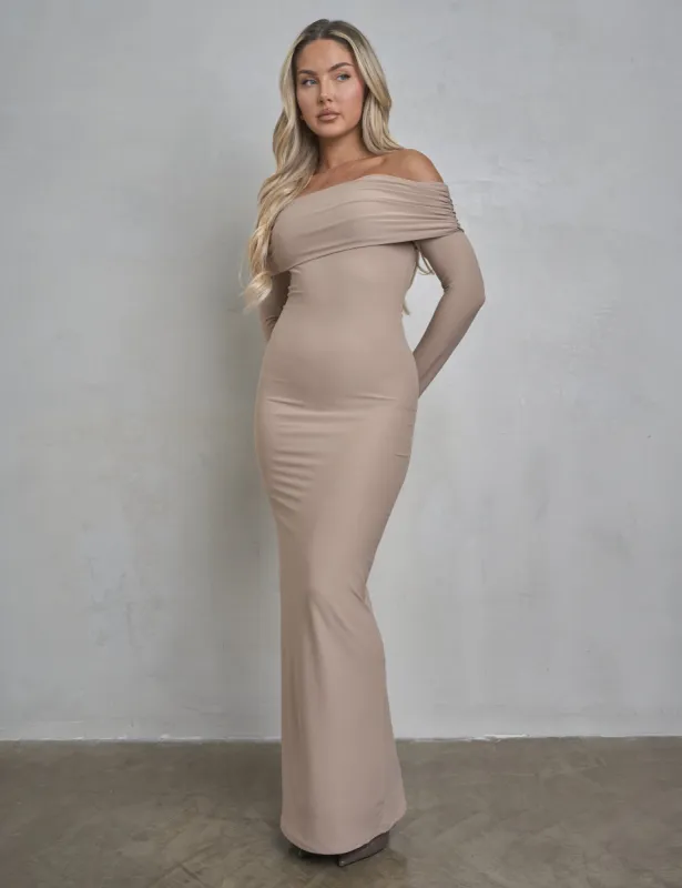 Bardot Luxe Slinky Maxi Dress Latte sold by Public Desire