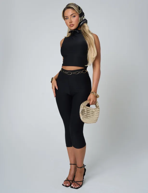 High Waist Luxe Slinky Capri Pants Black sold by Public Desire