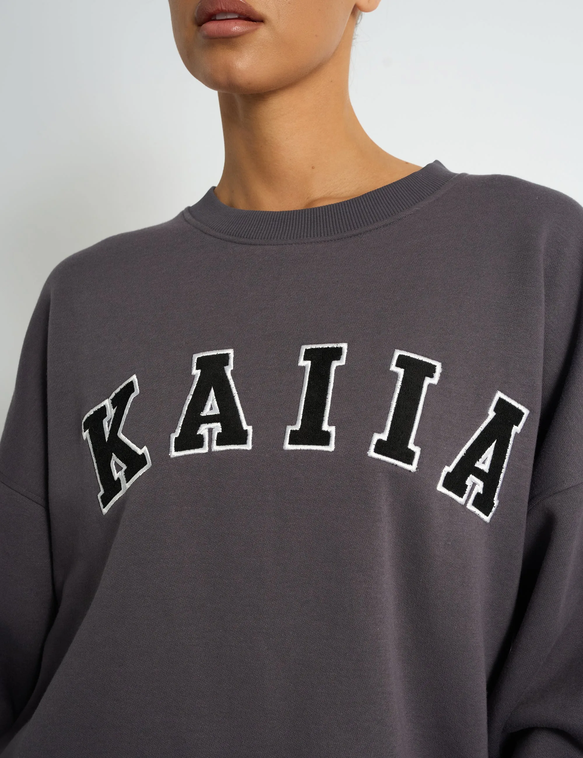 Kaiia Slogan Oversized Sweatshirt Dark Grey sold by Public Desire product image thumbnail 4