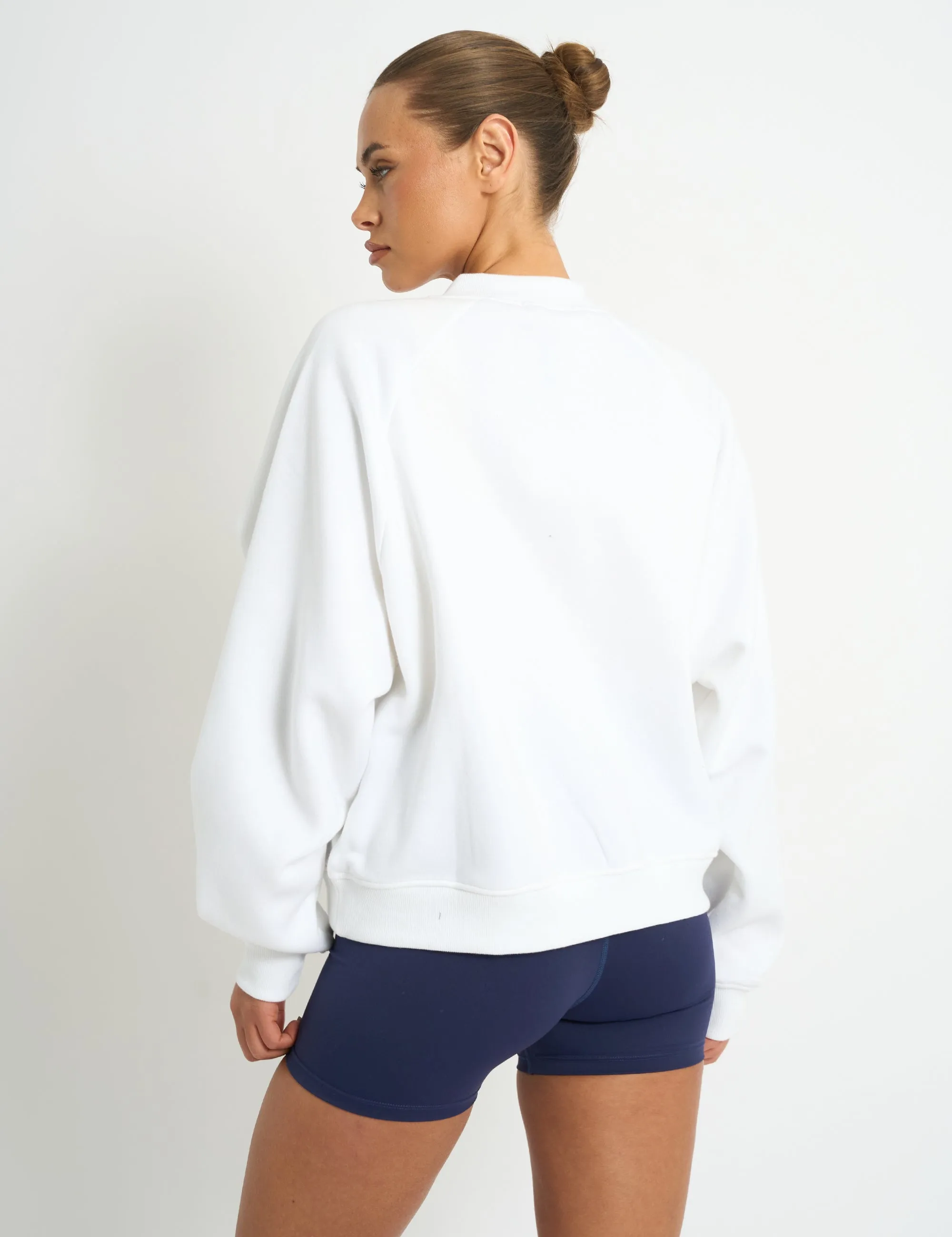 Kaiia Sport V Neck Oversized Sweatshirt White & Navy sold by Public Desire product image thumbnail 2
