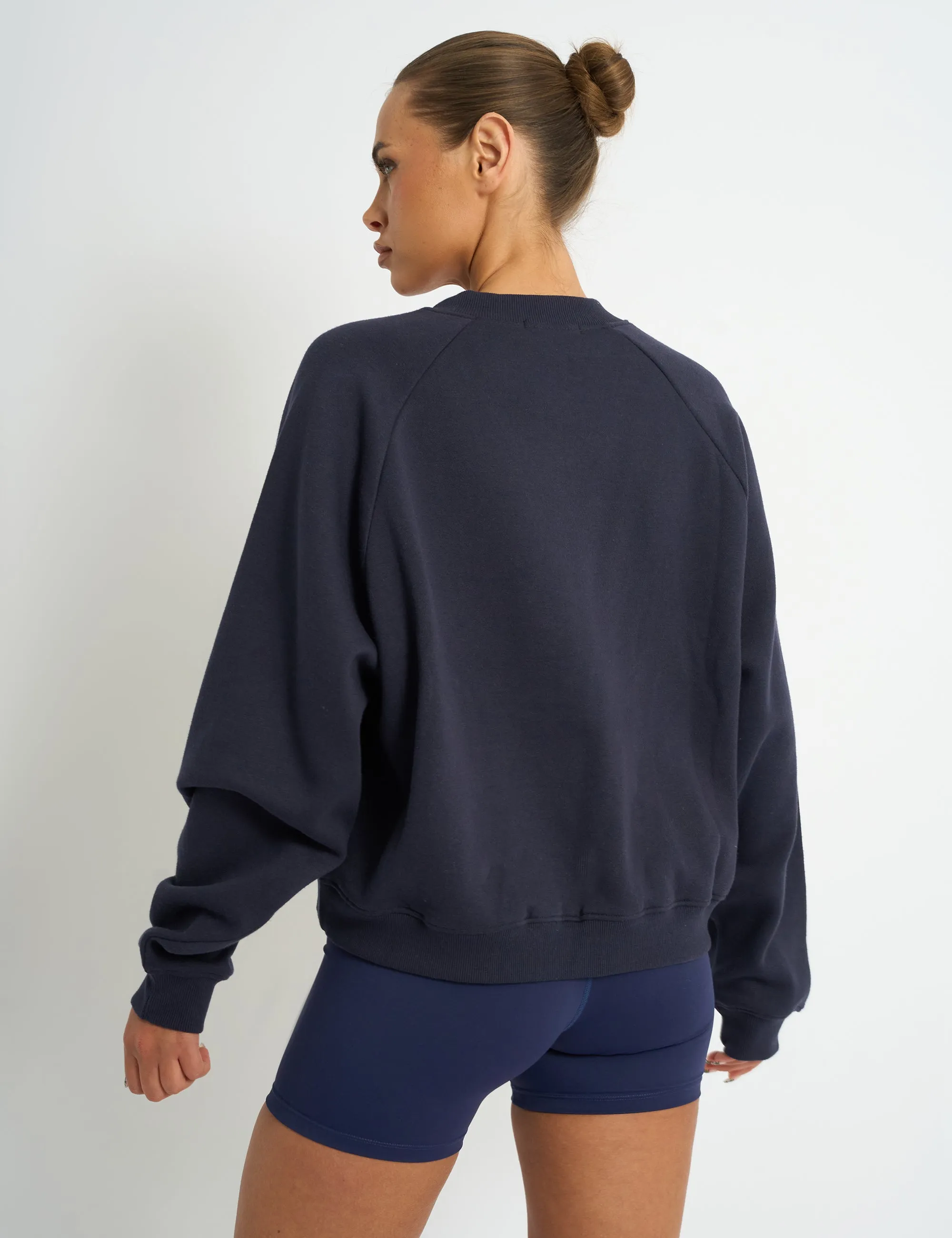 Kaiia Script V Neck Oversized Sweatshirt Navy & Yellow sold by Public Desire product image thumbnail 2