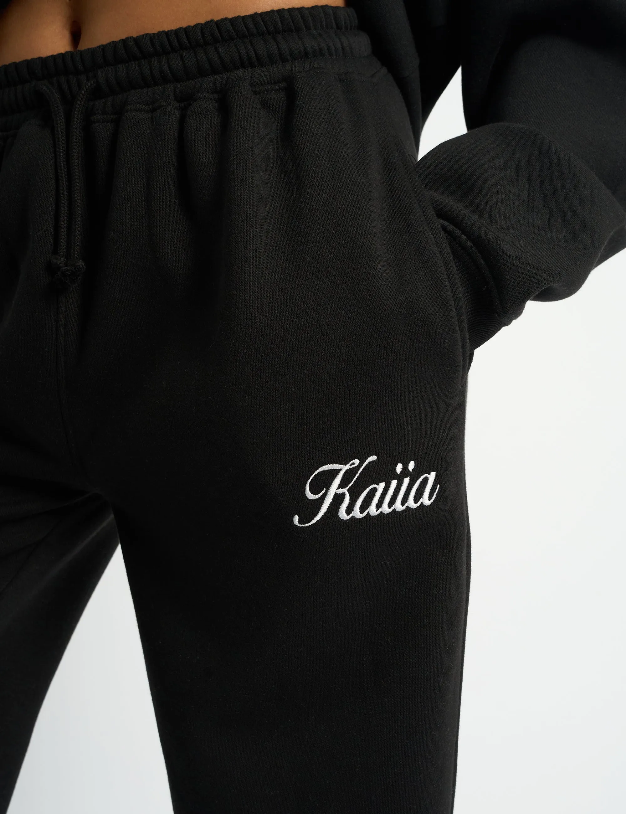 Kaiia Script Logo Wide Leg Joggers Black sold by Public Desire product image thumbnail 4