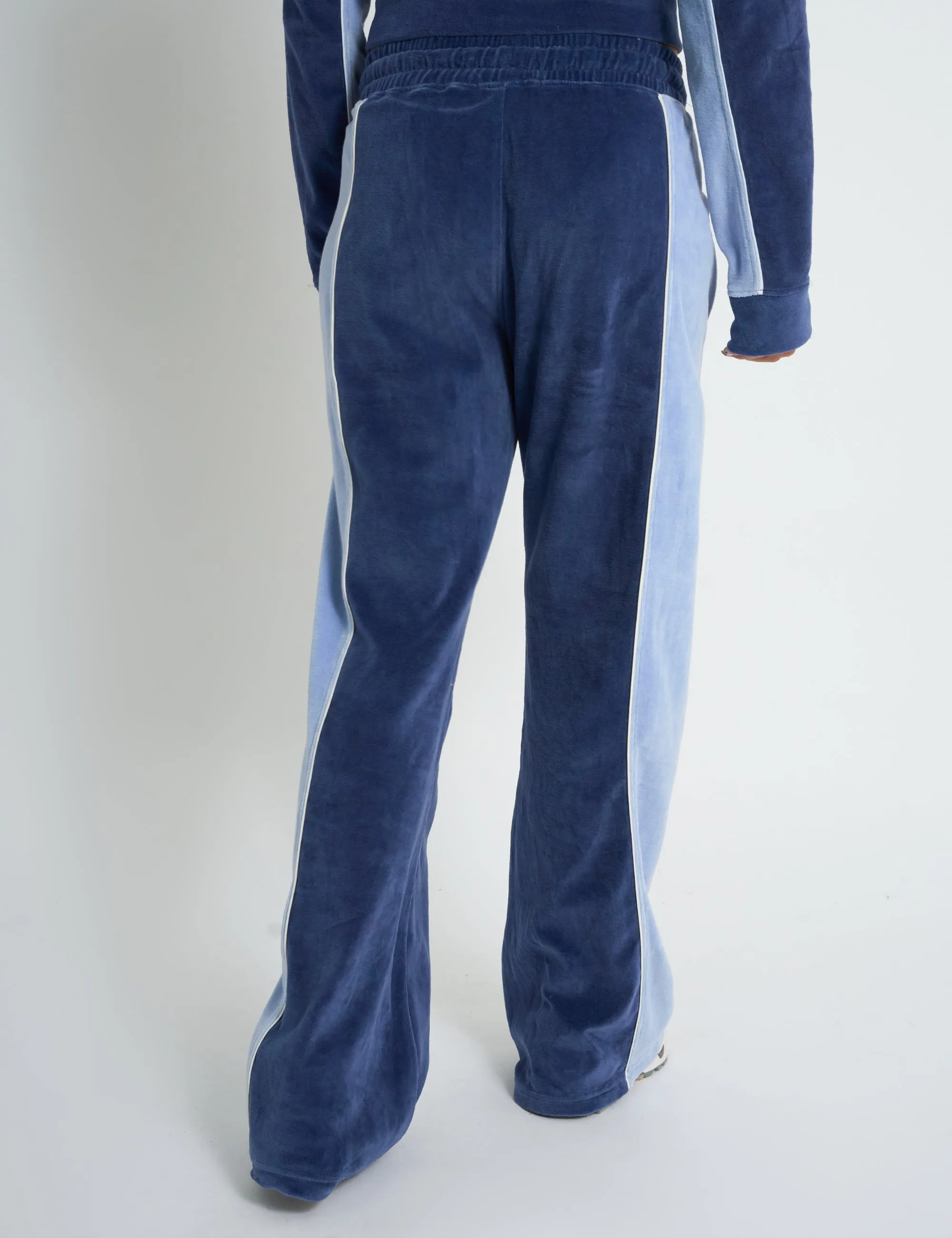 Kaiia Script Logo Panelled Velour Wide Leg Joggers Navy sold by Public Desire product image thumbnail 3