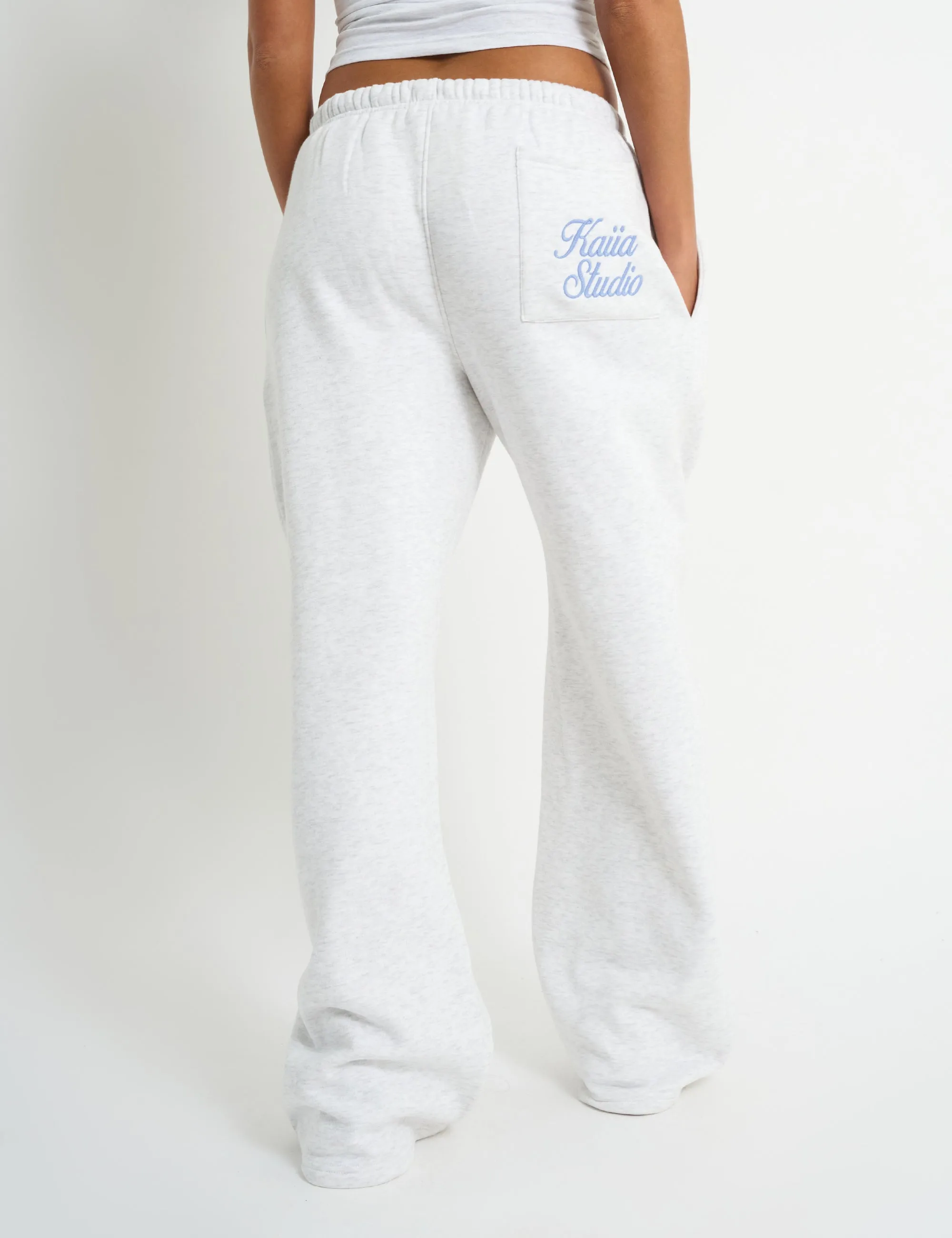 Kaiia Script Logo Wide Leg Joggers Light Grey Marl & Vintage Blue sold by Public Desire product image thumbnail 3