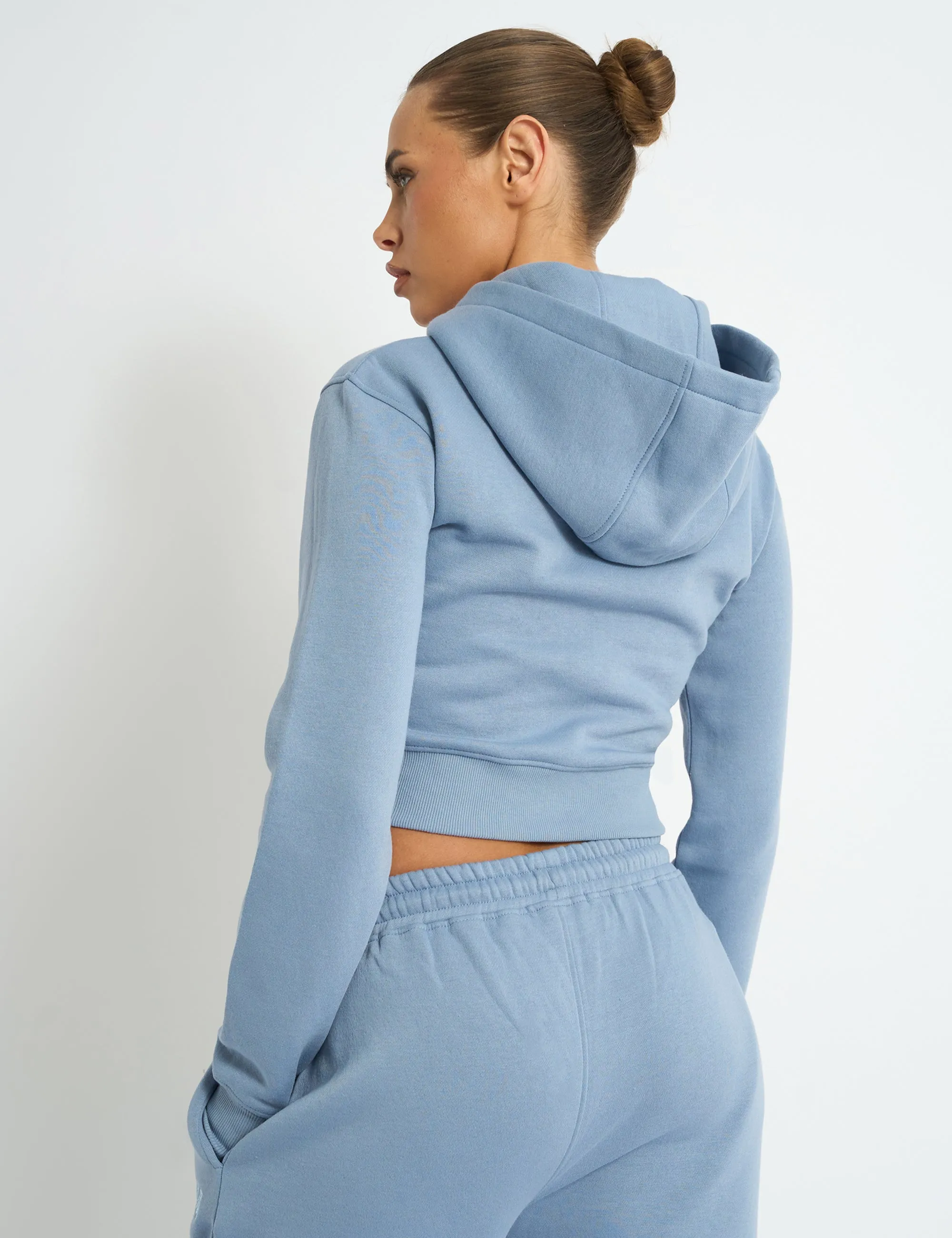 Kaiia Slogan Zip Through Cropped Hoodie Vintage Blue sold by Public Desire product image thumbnail 2