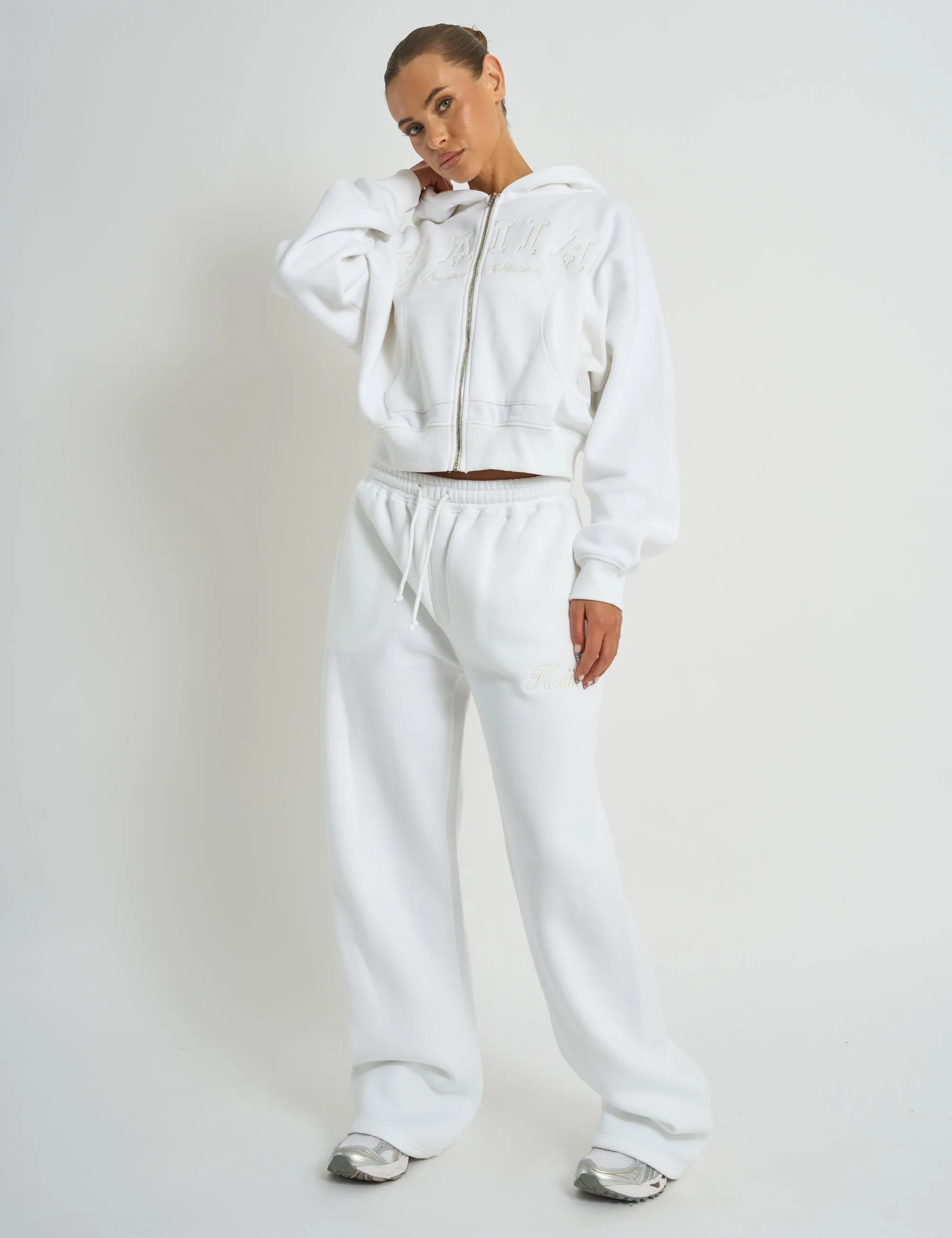 Kaiia Slogan Zip Through Cropped Hoodie White sold by Public Desire product image thumbnail 3