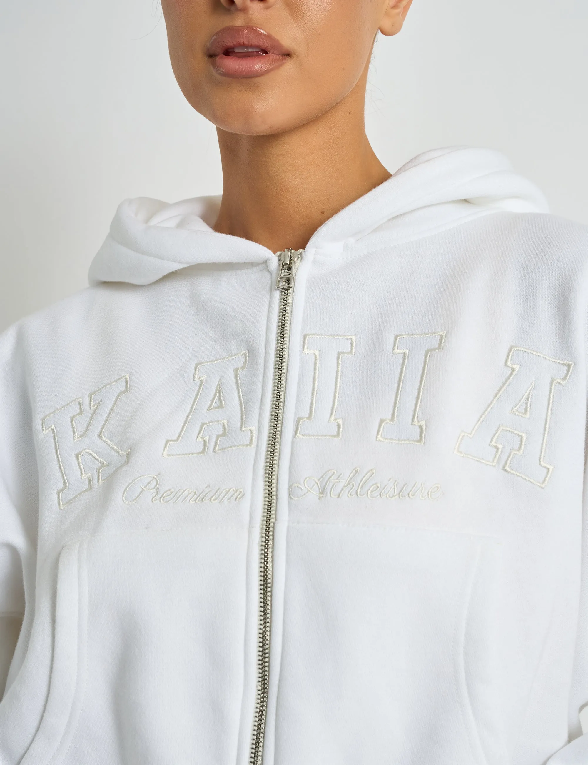 Kaiia Slogan Zip Through Cropped Hoodie White sold by Public Desire product image thumbnail 4