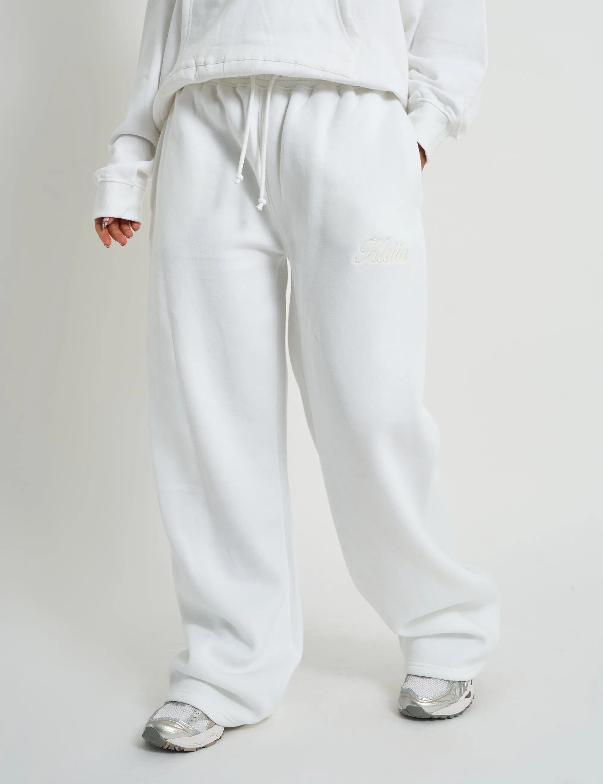 Kaiia Script Logo Wide Leg Joggers White sold by Public Desire product image thumbnail 2