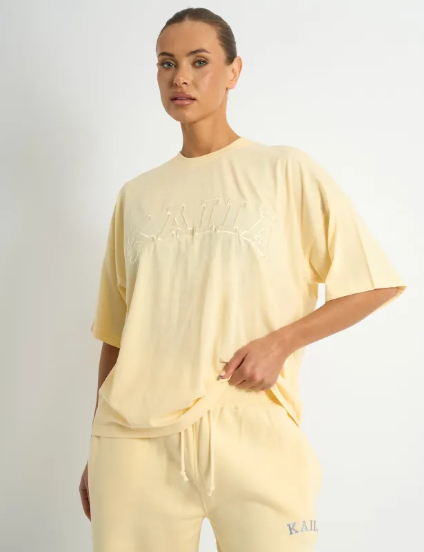 Kaiia Logo Oversized T-shirt Soft Yellow sold by Public Desire