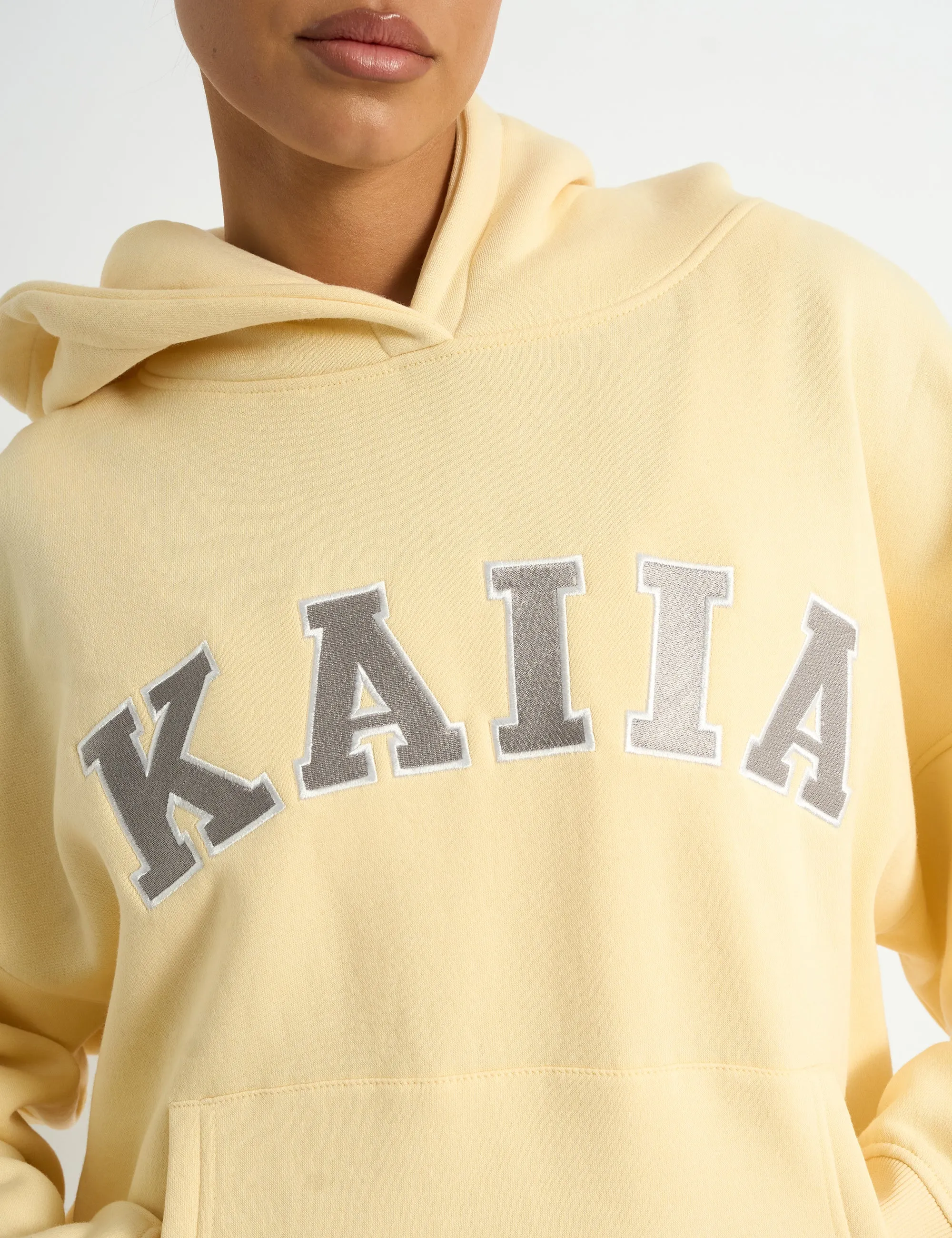 Kaiia Slogan Oversized Hoodie Soft Yellow & Grey sold by Public Desire product image thumbnail 4