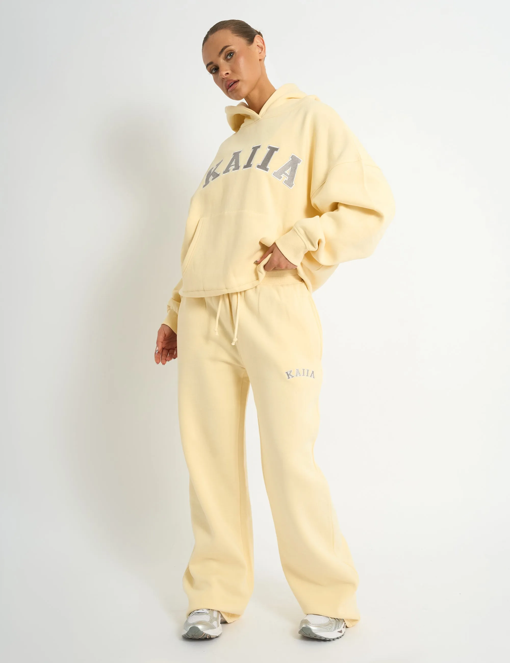 Kaiia Slogan Oversized Hoodie Soft Yellow & Grey sold by Public Desire product image thumbnail 3