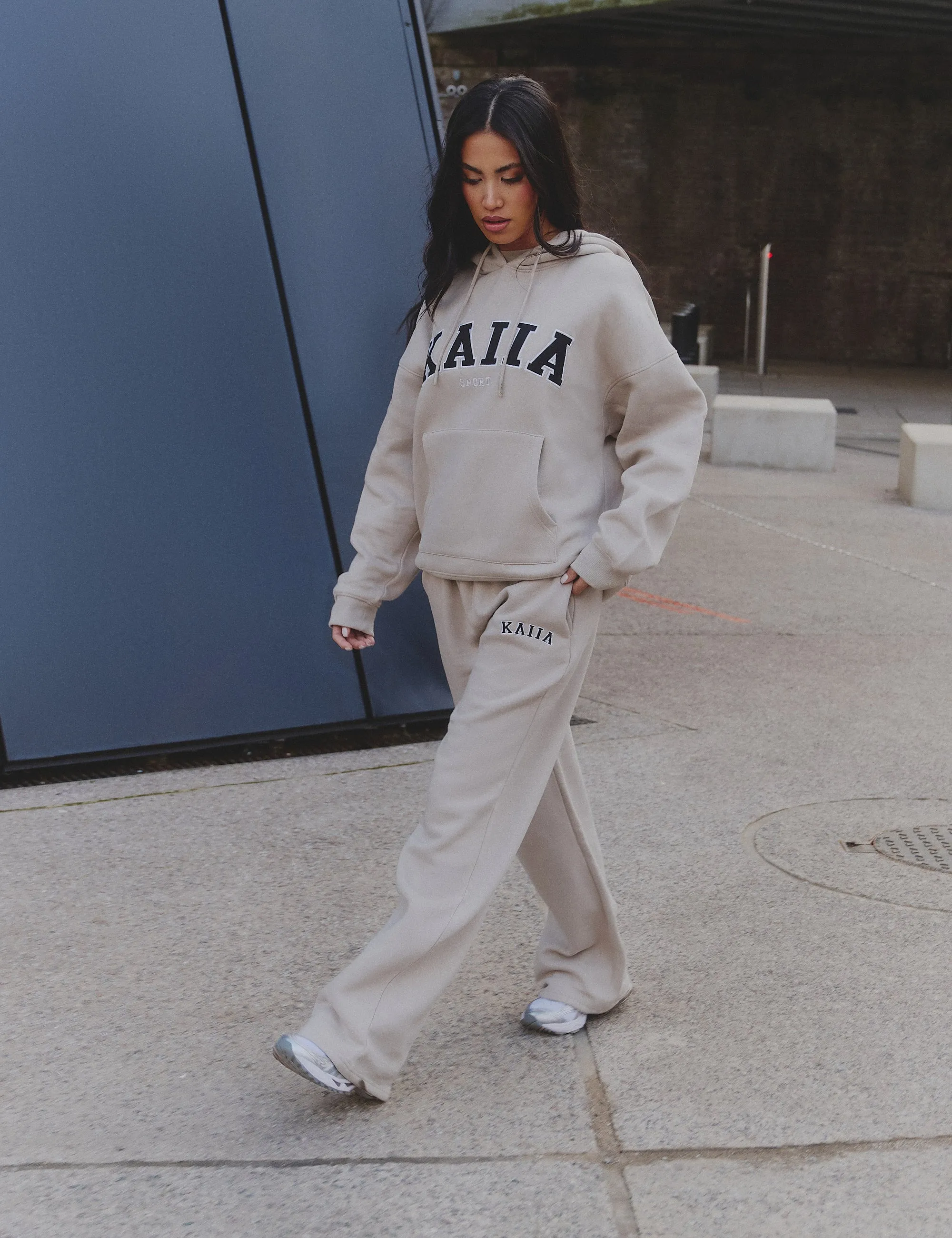 Kaiia Logo Wide Leg Joggers Almond sold by Public Desire product image thumbnail 4