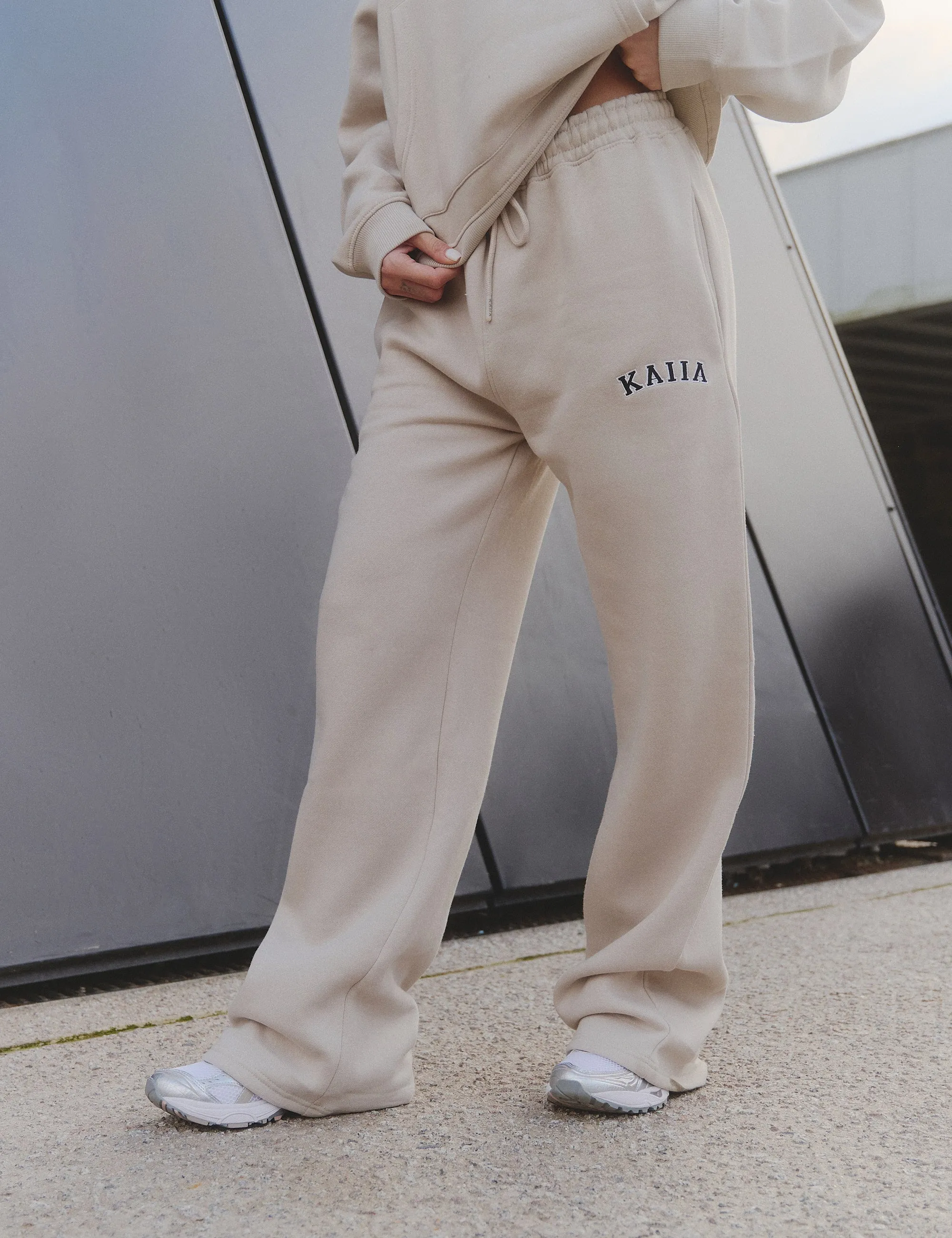 Kaiia Logo Wide Leg Joggers Almond sold by Public Desire product image thumbnail 2