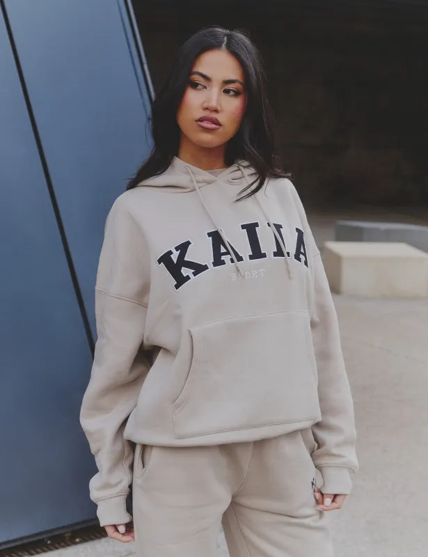 Kaiia Slogan Oversized Hoodie Almond made by Public Desire
