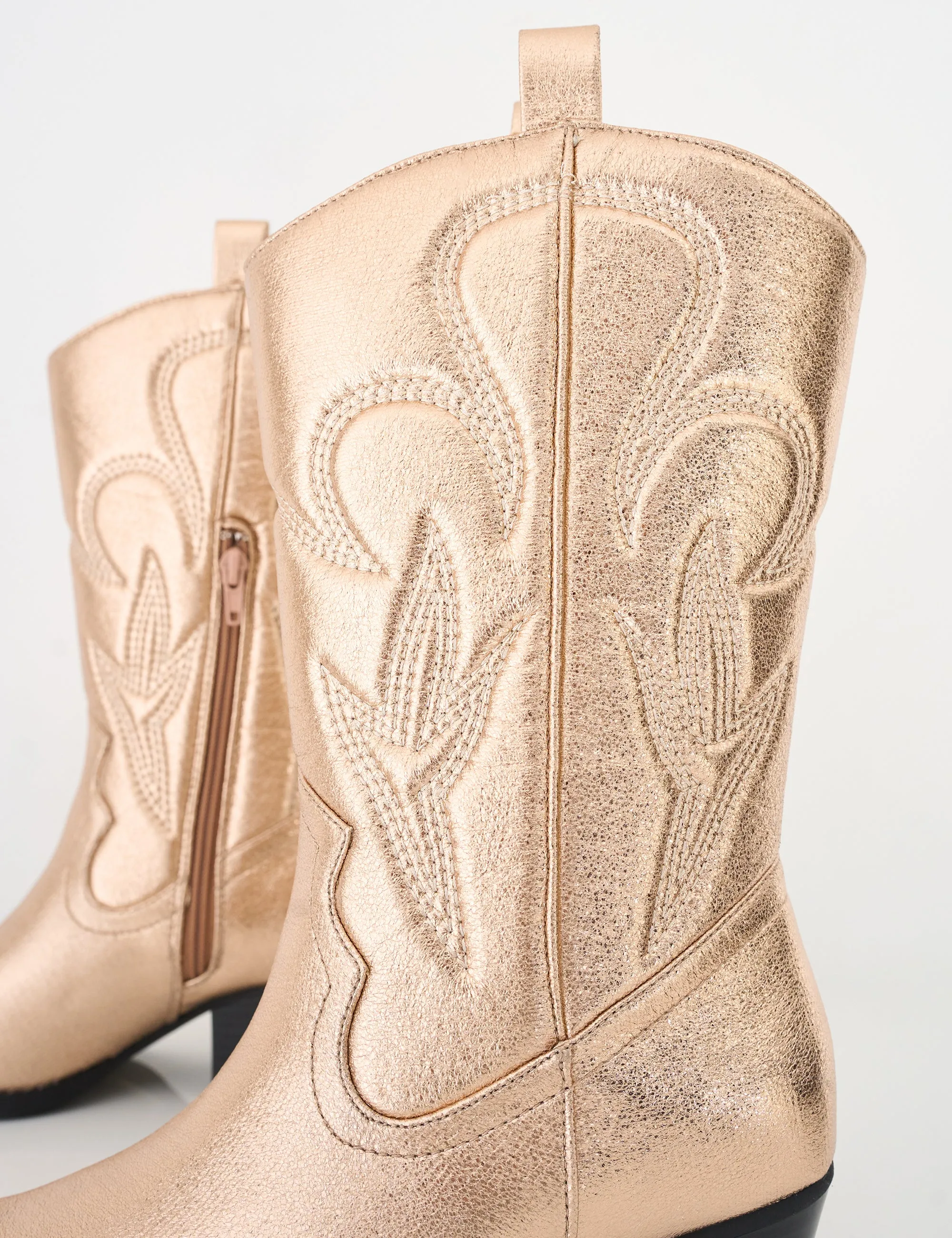 Calabasas Rose Gold Western Embroidered Knee High Pointed Toe Cowboy Boots sold by Public Desire product image thumbnail 4