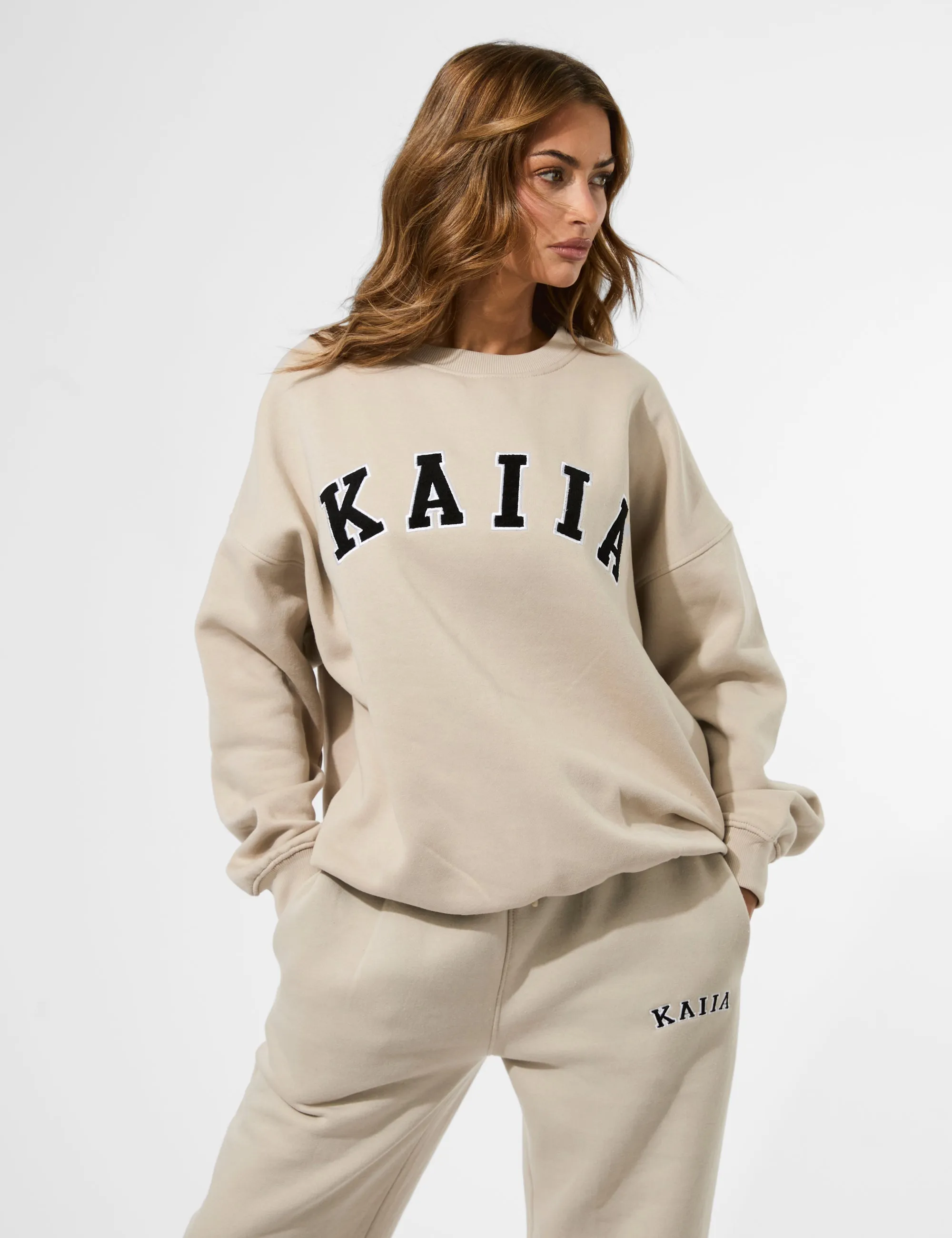 Kaiia Slogan Oversized Sweatshirt Almond sold by Public Desire product image thumbnail 3