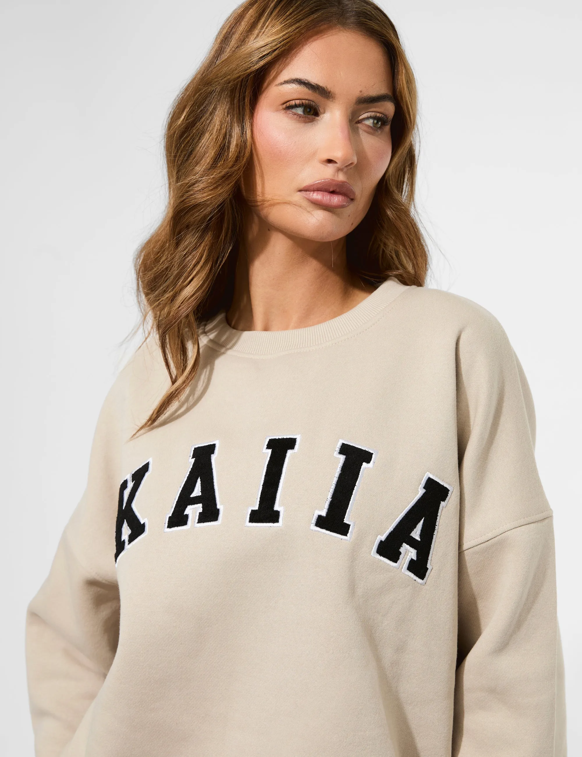 Kaiia Slogan Oversized Sweatshirt Almond sold by Public Desire product image thumbnail 5