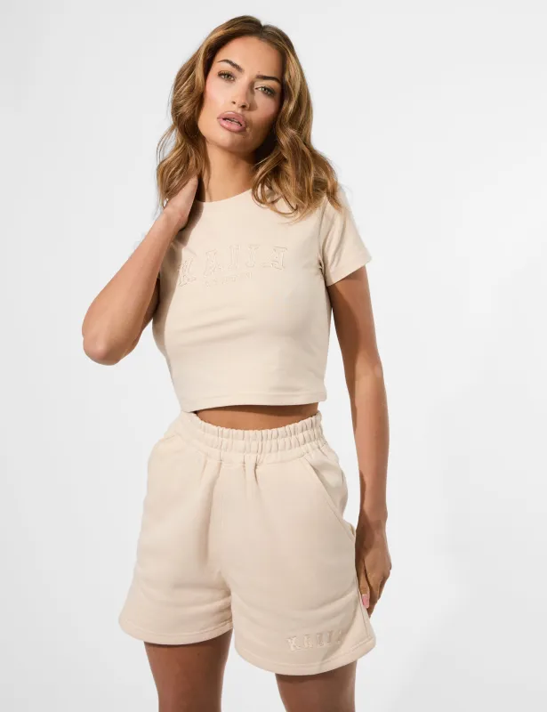 Kaiia Logo Sweat Shorts Cream sold by Public Desire