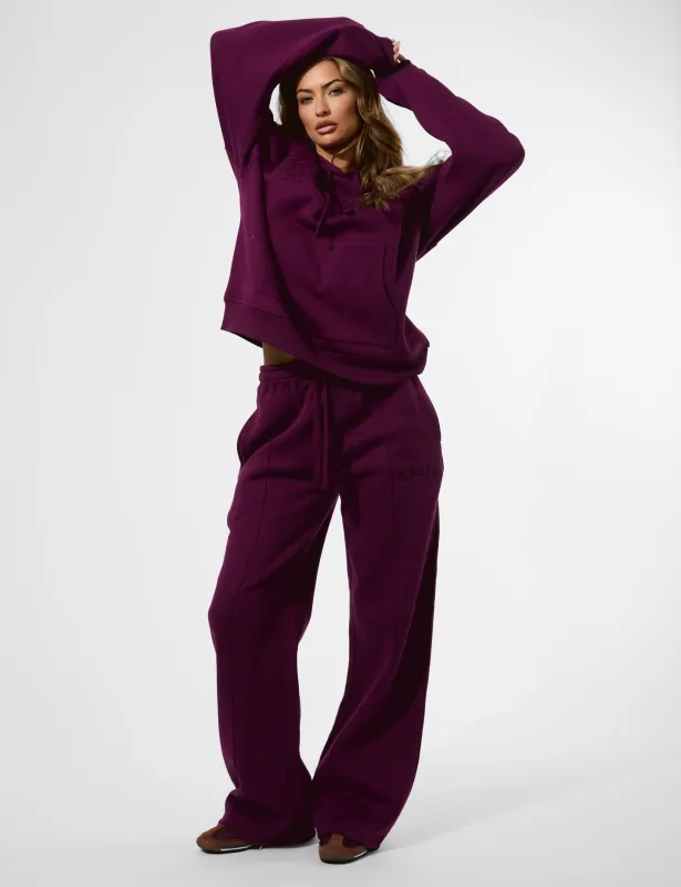Kaiia Seam Detail Wide Leg Joggers Grape sold by Public Desire