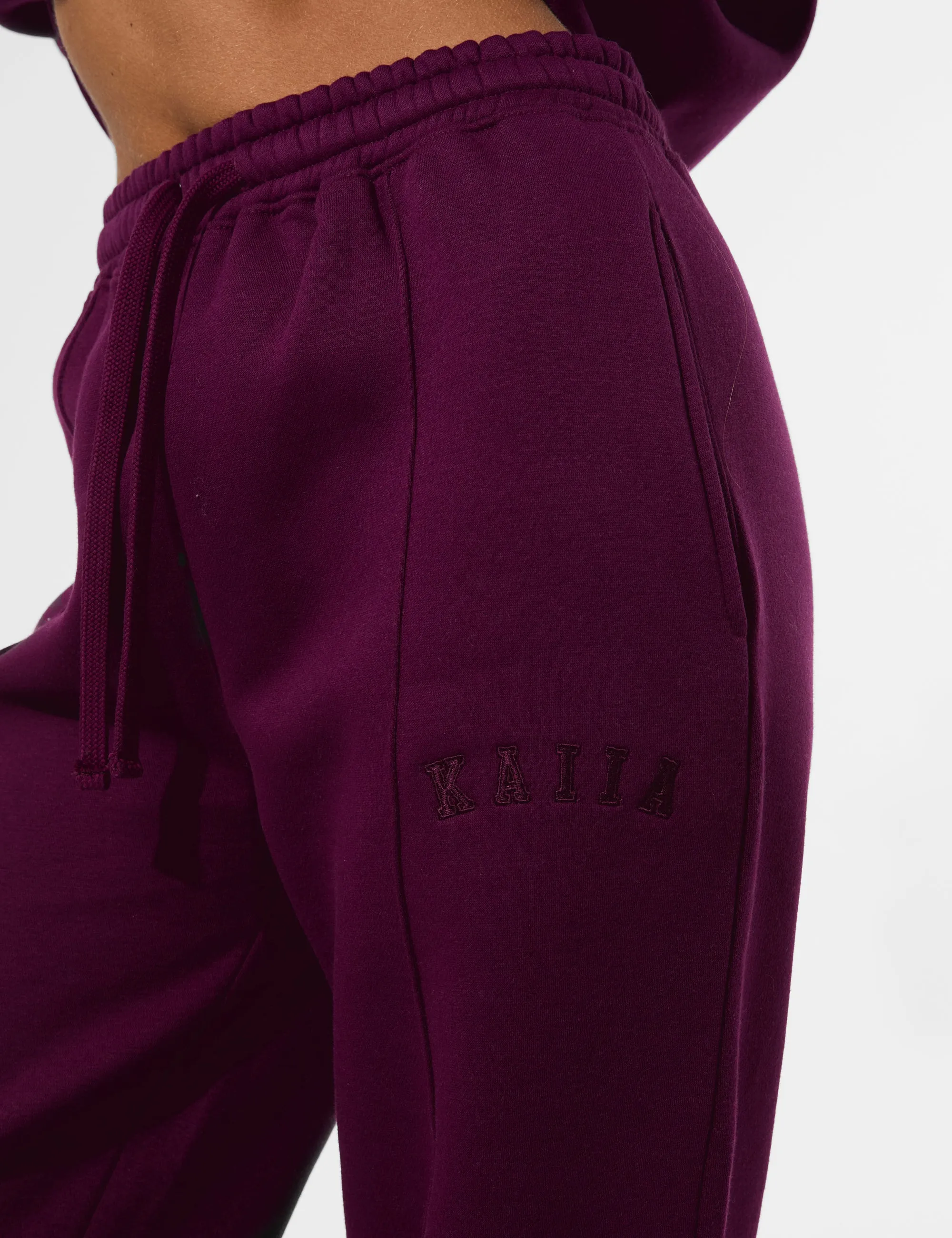 Kaiia Seam Detail Wide Leg Joggers Grape sold by Public Desire product image thumbnail 4