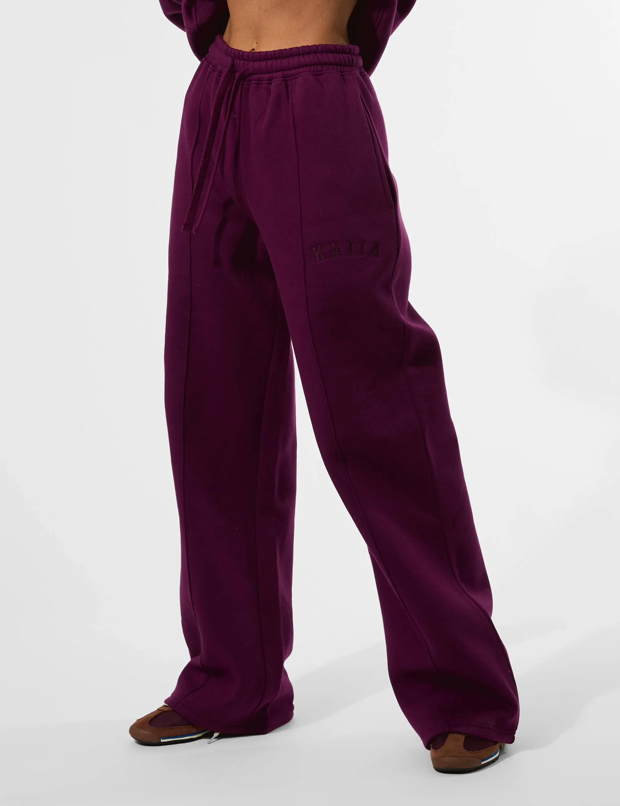 Kaiia Seam Detail Wide Leg Joggers Grape sold by Public Desire product image thumbnail 3